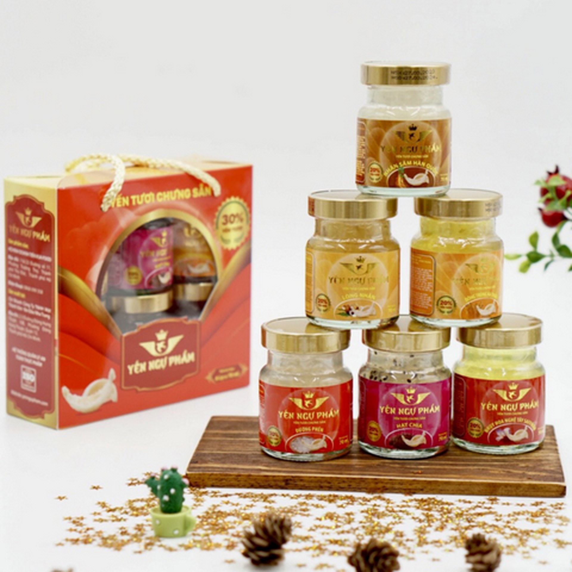 Hình ảnh Hộp Quà 6 Hũ Yến Chưng Đủ Vị 70ml/Hũ 
