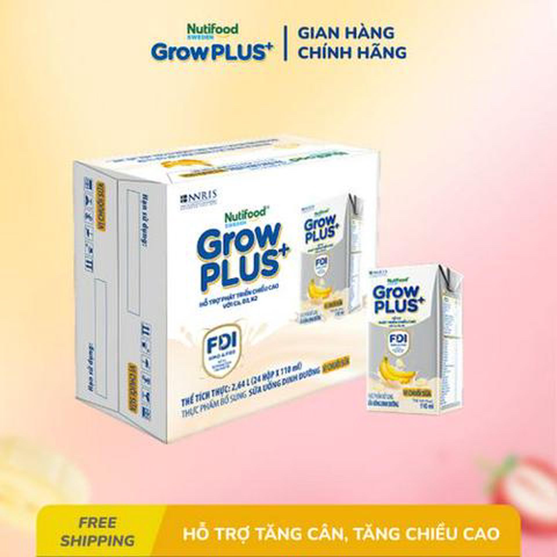 Hình ảnh Thùng 24 Hộp Sữa Uống Dinh Dưỡng GrowPLUS+ Vị Chuối Sữa 110ml