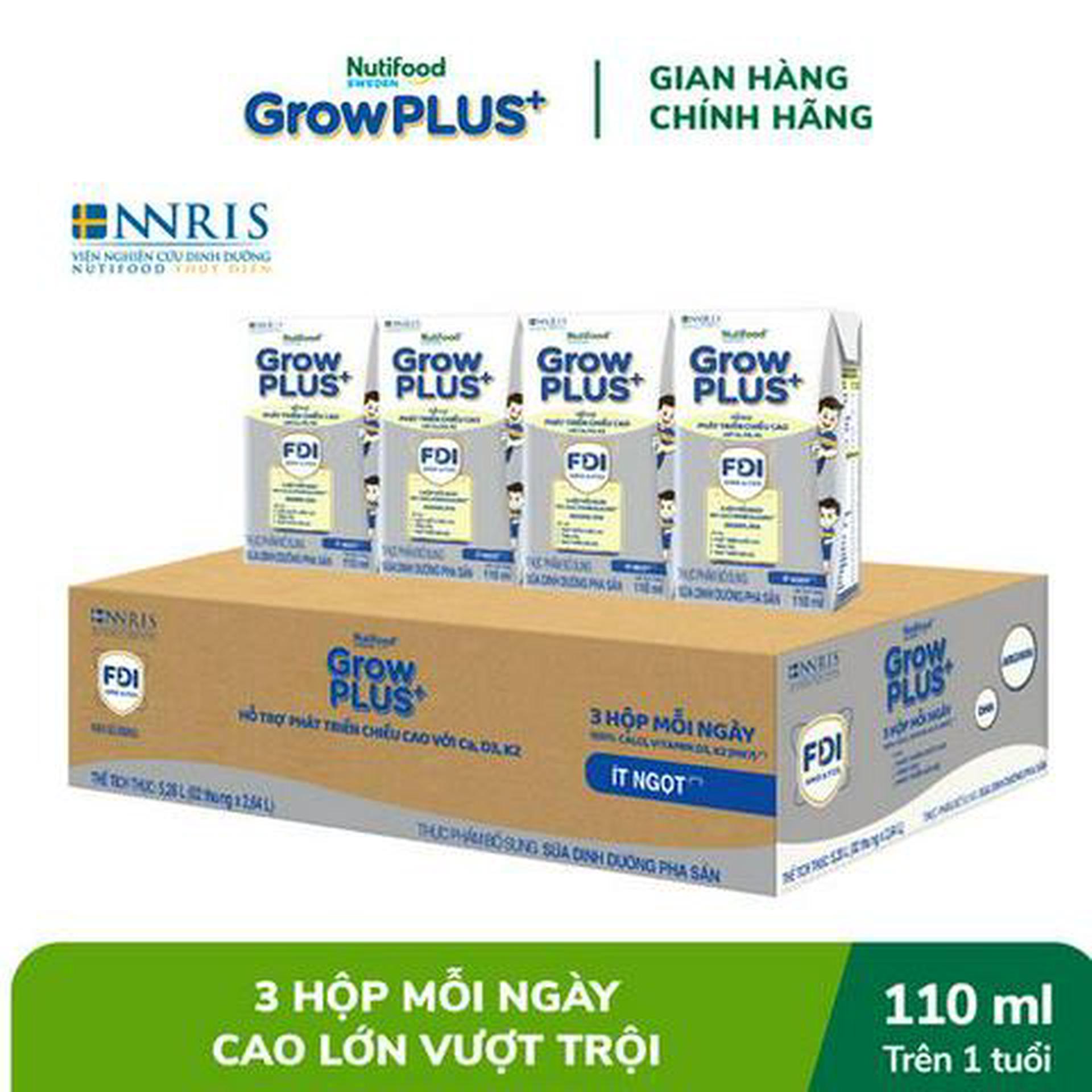 Hình ảnh Thùng 24 Hộp Nutifood Sweden GrowPLUS+ Cao Lớn Vượt Trội 110ml