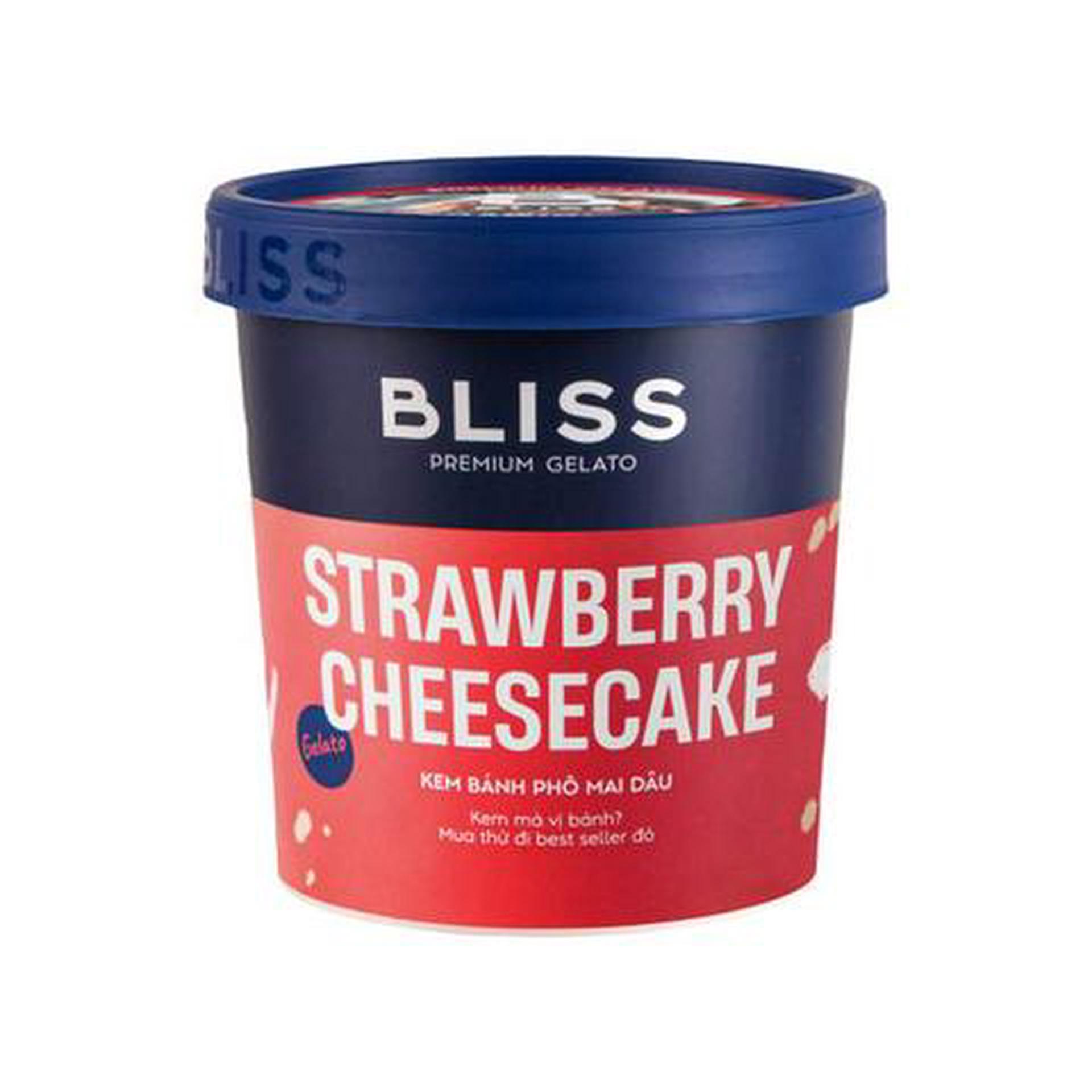 Hình ảnh Kem Bánh Phô Mai Dâu 473ml Bliss Premium Gelato
