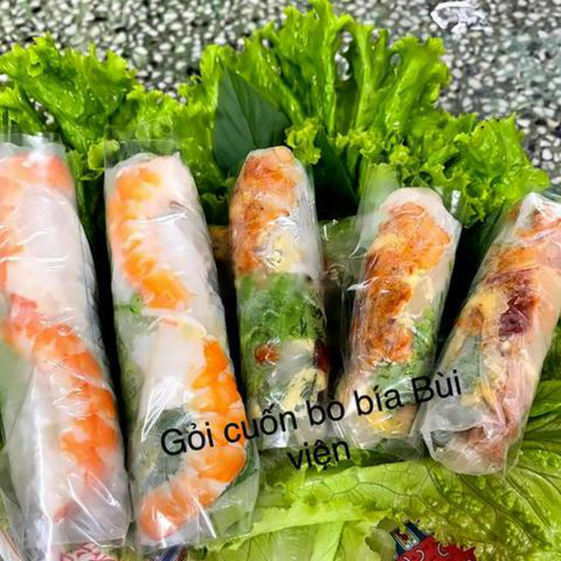 Hình ảnh ComBo 10 cuốn (5 cuốn gỏi tôm) - (5 cuốn bò bía) - 1 chai nước sâm nhà nấu