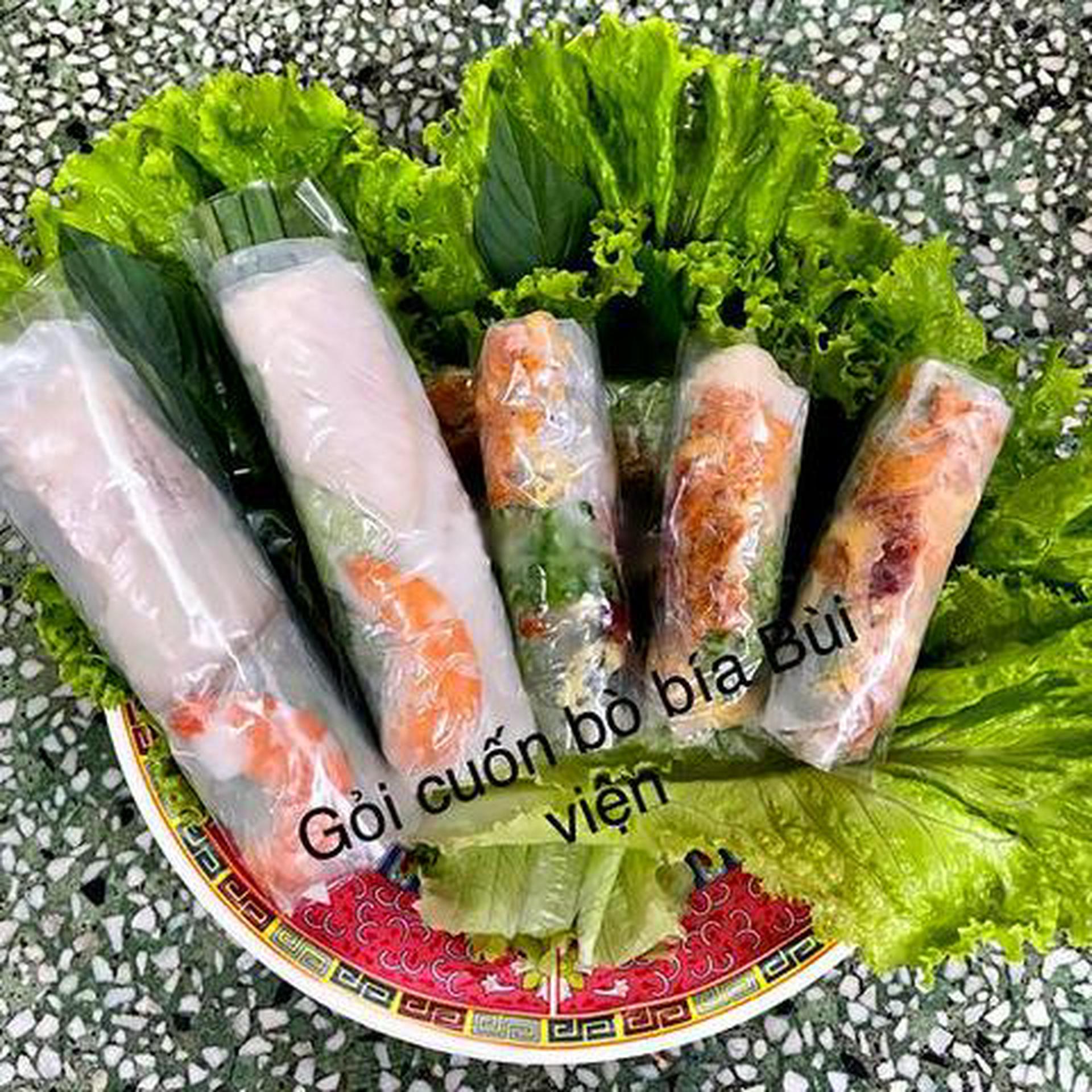 Hình ảnh ComBo 10 cuốn (5 cuốn gỏi tôm thịt) - (5 cuốn bò bía) - 1 Chai Nước sâm nhà nấu