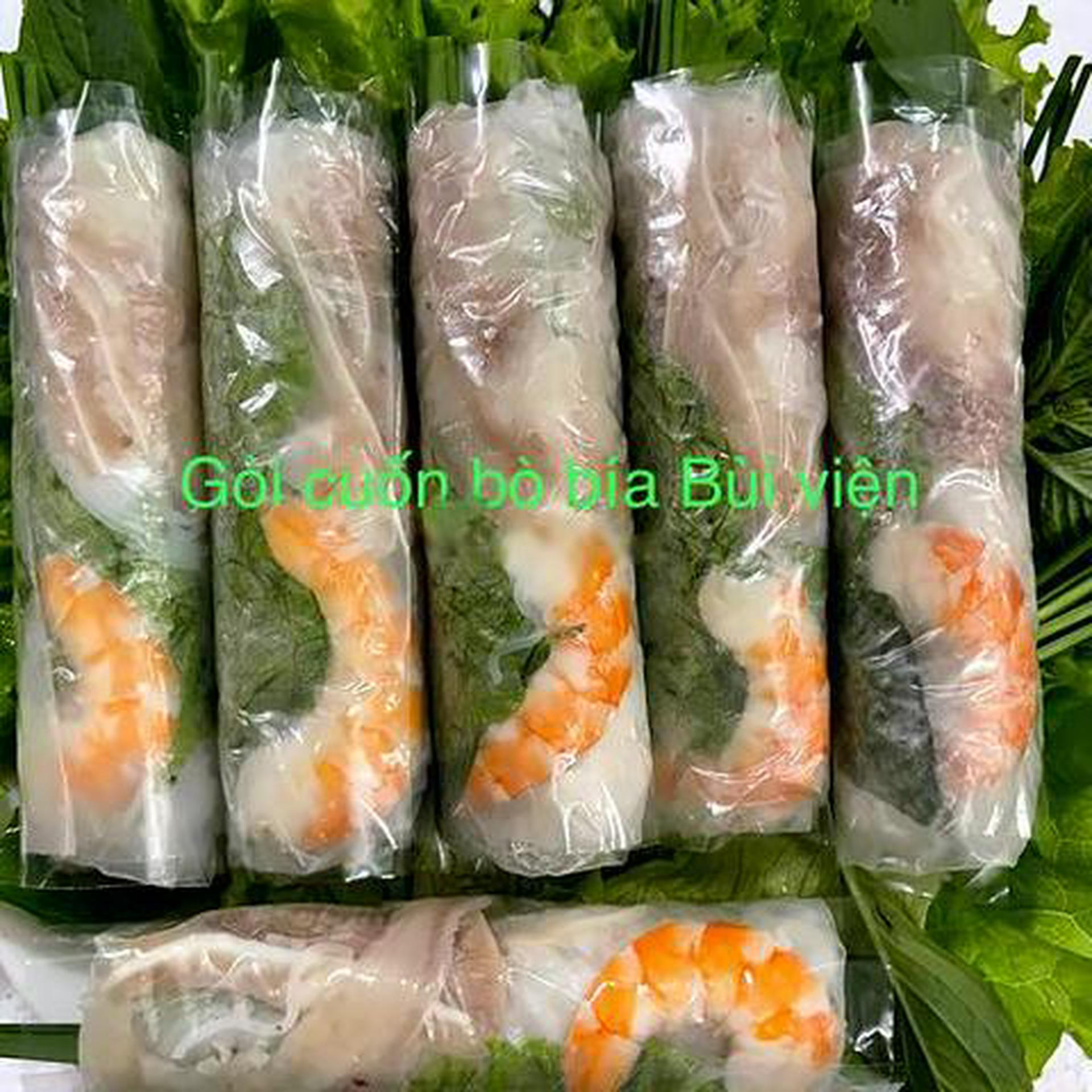 Hình ảnh Combo 10 cuốn gỏi cuốn tôm và tai heo - 1 chai nước sâm nhà nấu