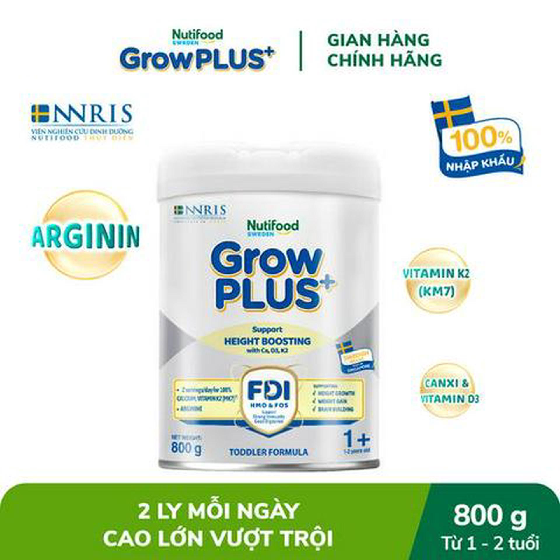 Hình ảnh Sữa Bột Nutifood Sweden GrowPLUS+ Cao Lớn Vượt Trội 1+ (1-2 tuổi) Lon 800g