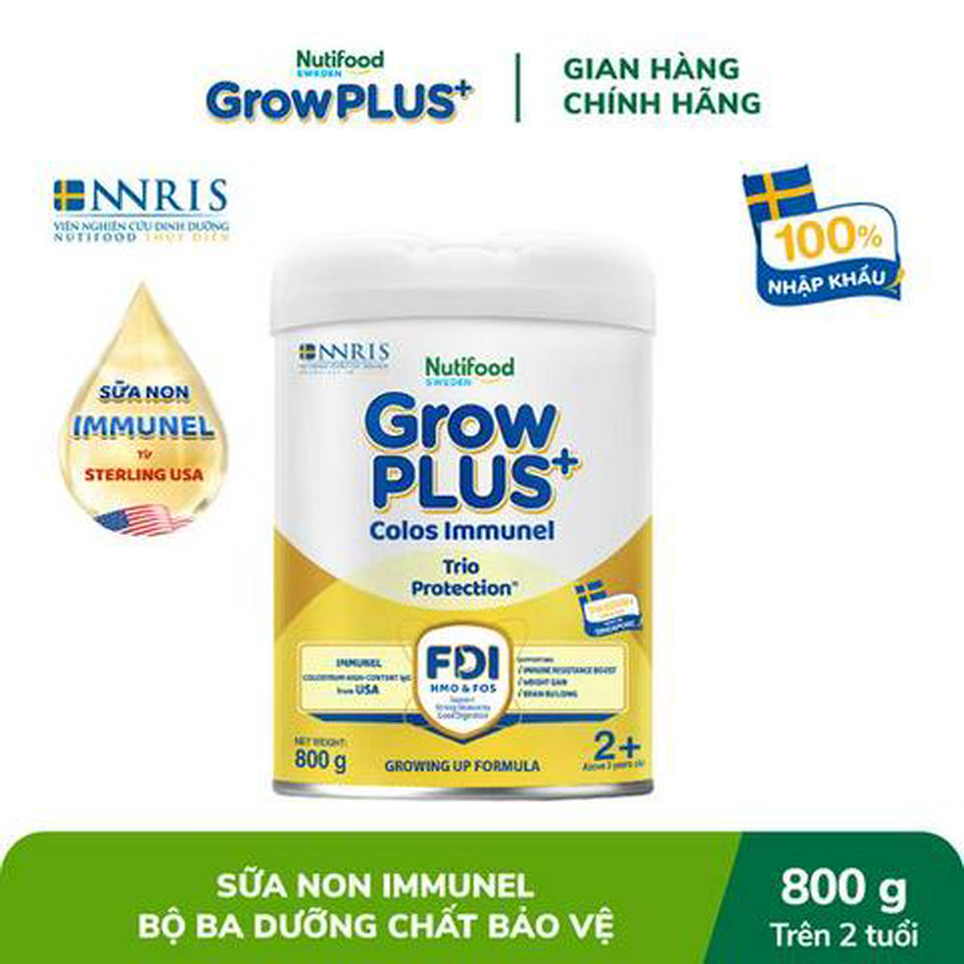Hình ảnh Sữa Bột Nutifood Sweden GrowPLUS+ Sữa Non Immunel 2+ (trên 2 tuổi) Lon 800g