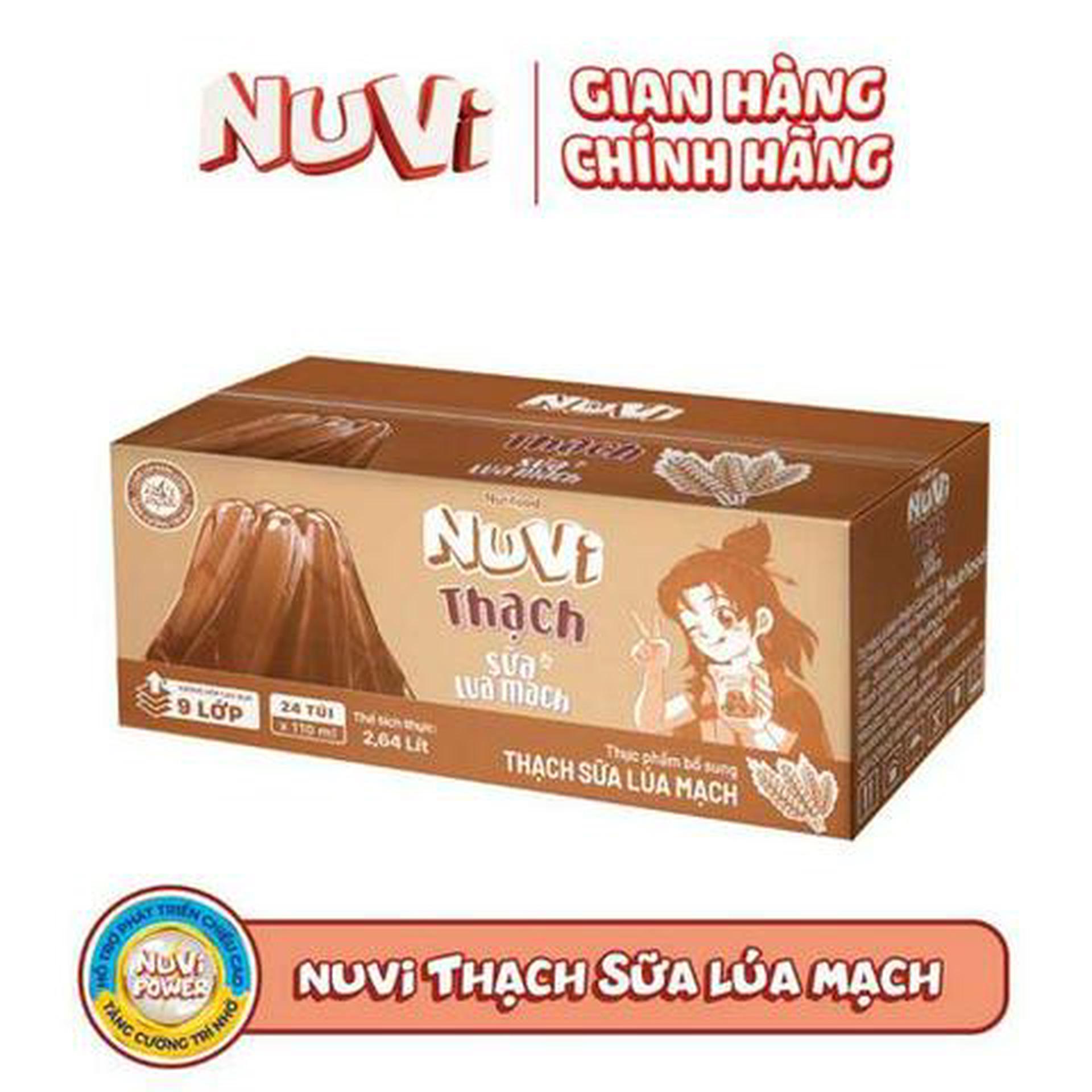 Hình ảnh Thùng 24 Túi Thạch Sữa Lúa Mạch NuVi 110ml