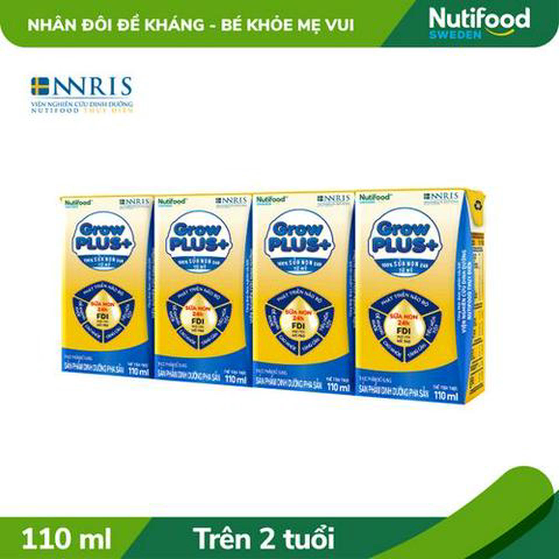 Hình ảnh Lốc 4 Hộp Sữa Bột Pha Sẵn GrowPLUS+ Sữa Non Tăng Đề Kháng trên 2 tuổi 110ml