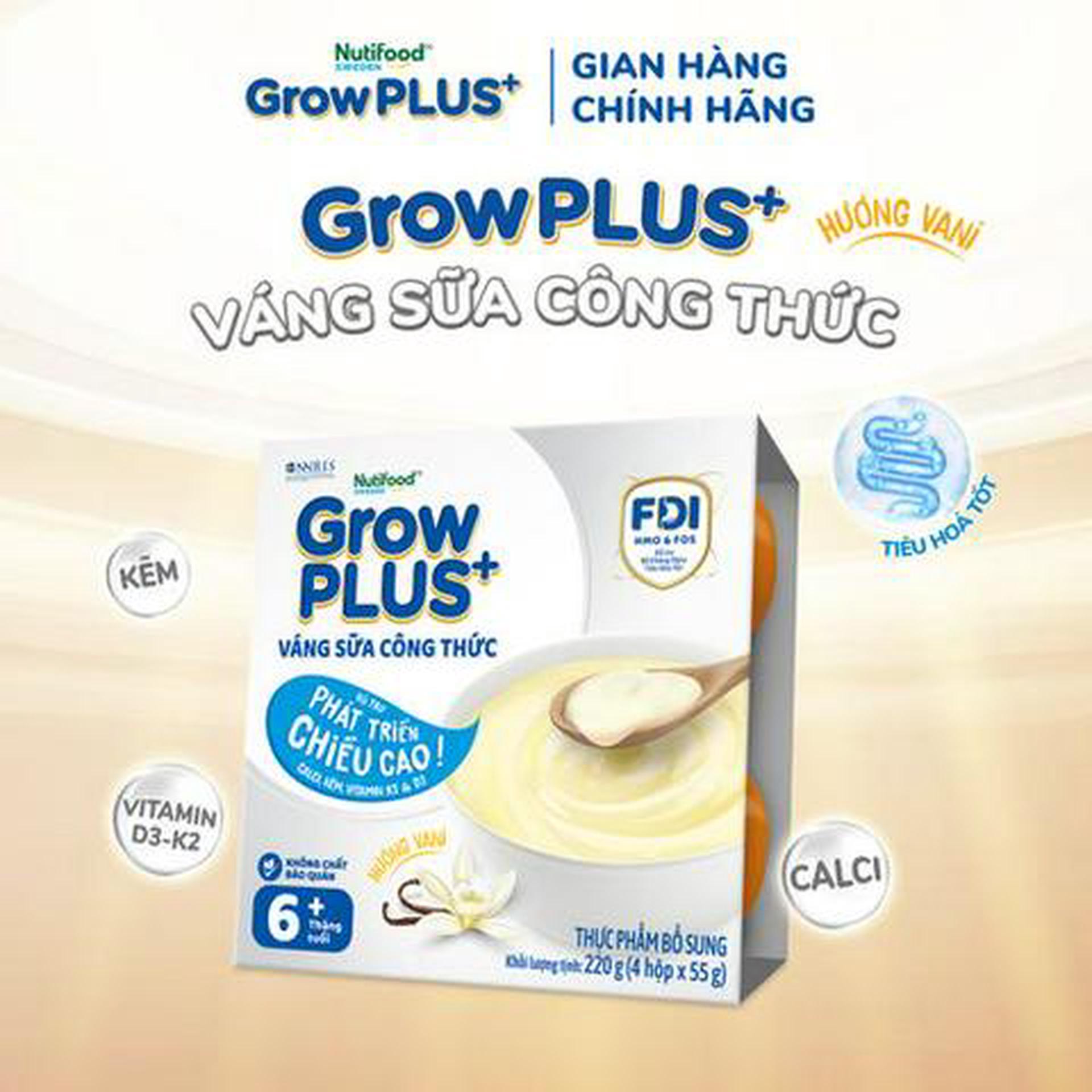 Hình ảnh Lốc 4 Hộp GrowPLUS+ Váng sữa CT Cao lớn vượt trội Vani 55g