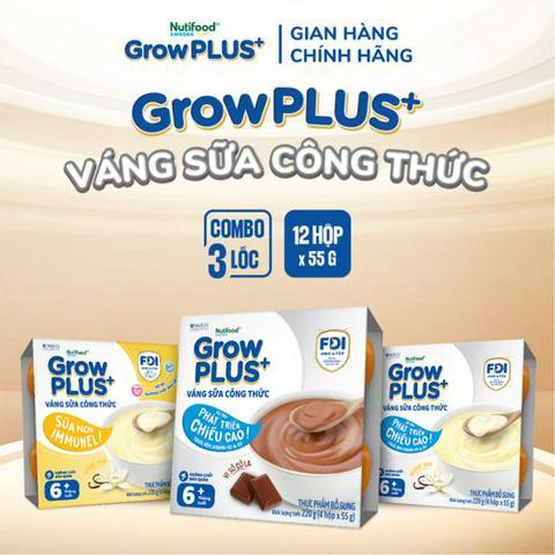 Hình ảnh Combo 3 Lốc GrowPLUS+ Váng Sữa CT (1 Lốc Socola + 1 Lốc Vani + 1 Lốc Immunel)