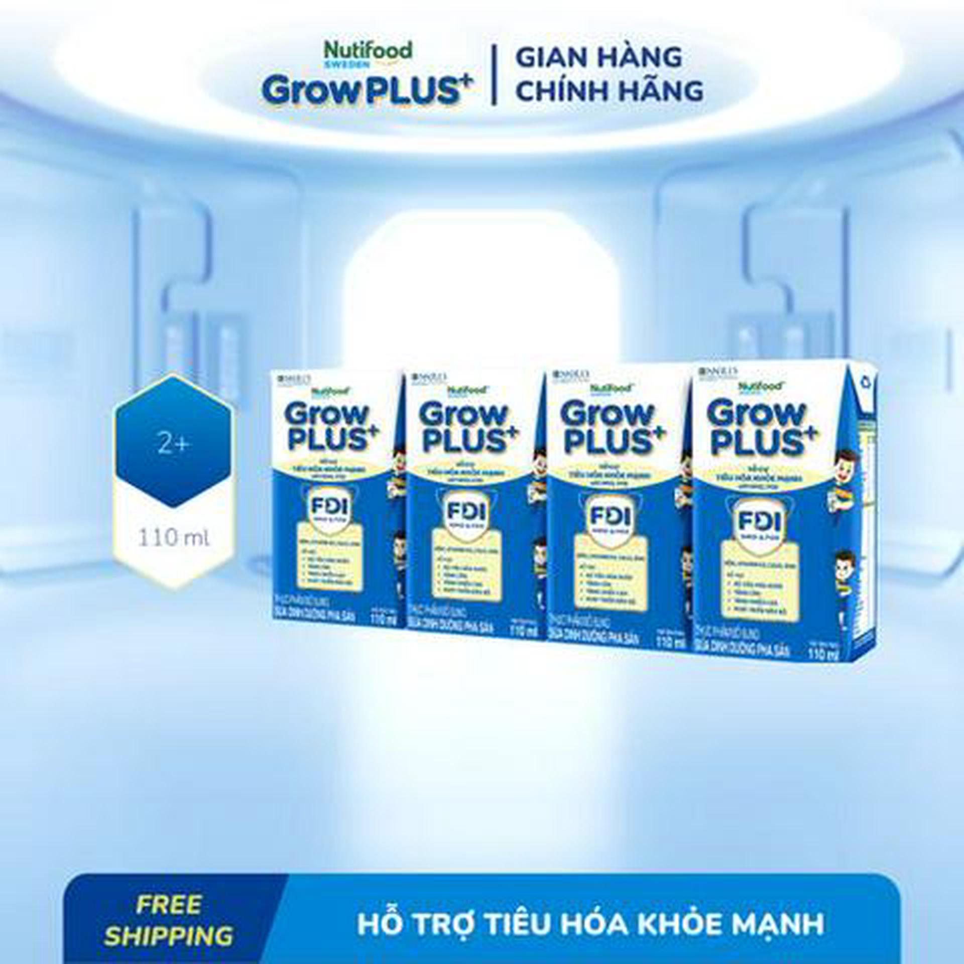 Hình ảnh Lốc 4 Hộp Sữa bột pha sẵn Nutifood GrowPLUS+ Tiêu Hóa trên 2 tuổi 110ml