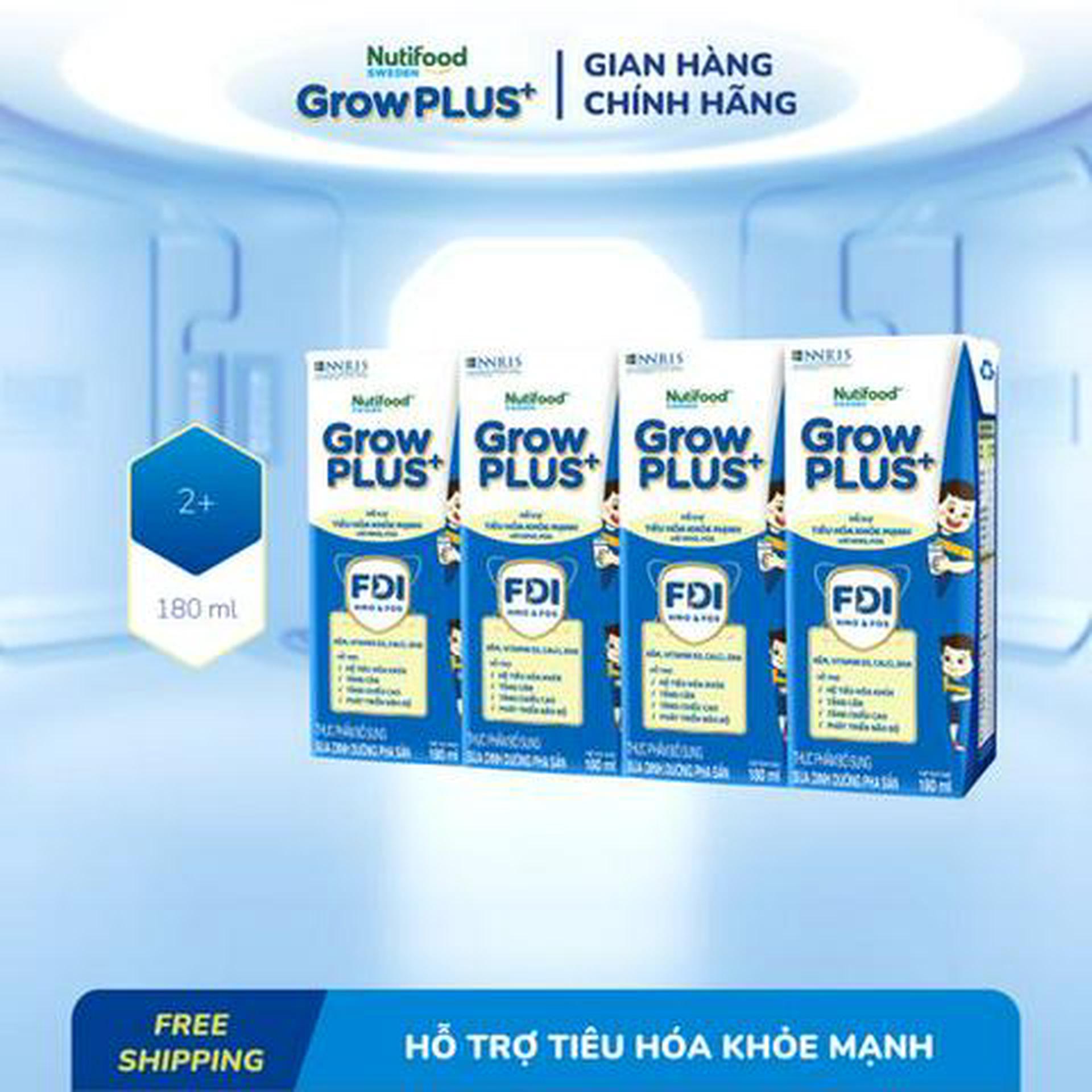 Hình ảnh Lốc 4 Hộp Sữa bột pha sẵn Nutifood GrowPLUS+ Tiêu Hóa trên 2 tuổi 180ml