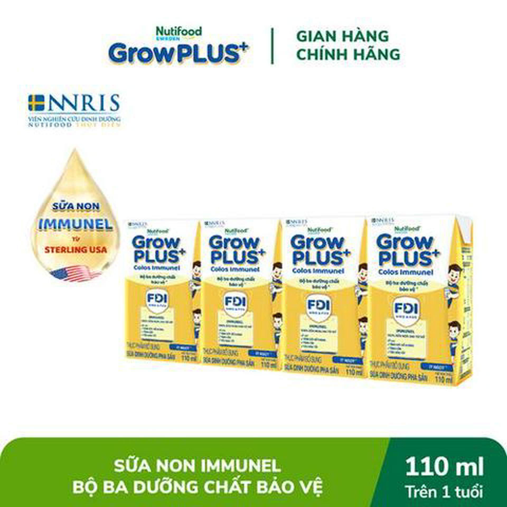 Hình ảnh Lốc 4 Hộp Nutifood Sweden GrowPLUS+ Sữa Non Immunel 110ml