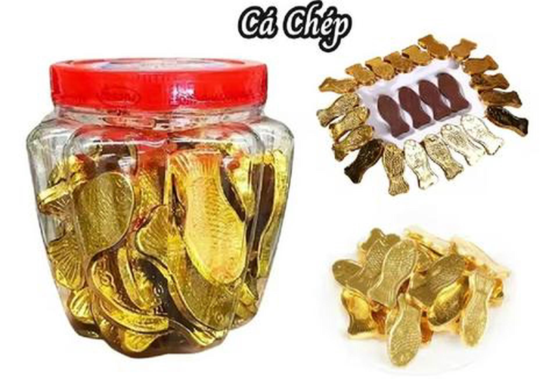 Hình ảnh Hủ 300gam kẹo Socola Cá Chép Vàng Siêu Ngon 