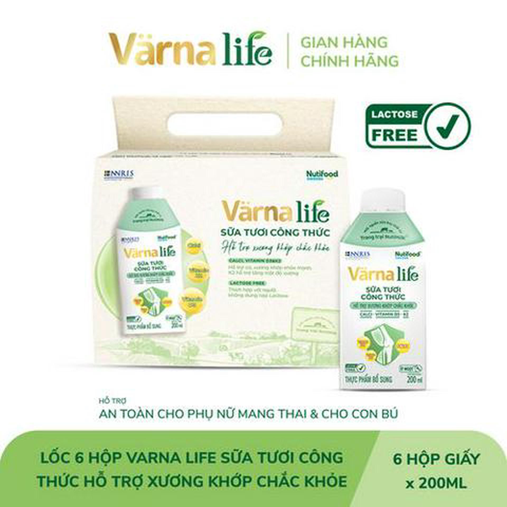 Hình ảnh Lốc 6 hộp thực phẩm bổ sung Varna Life sữa tươi công thức (Xanh) 200ml
