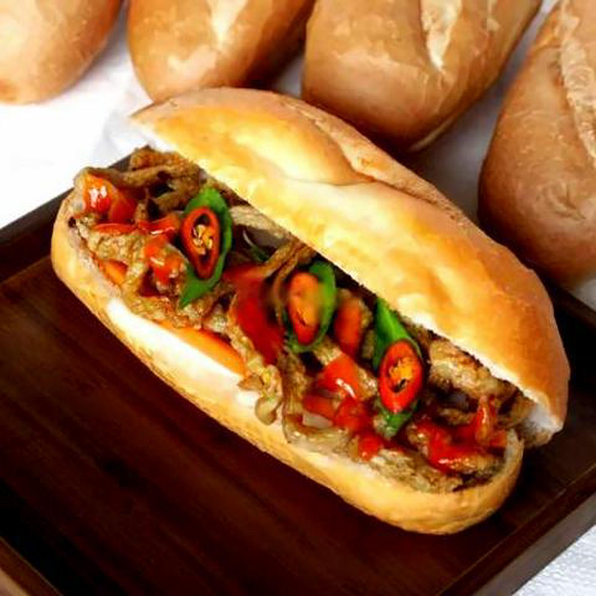 Hình ảnh Bánh mì chả cá ốp la