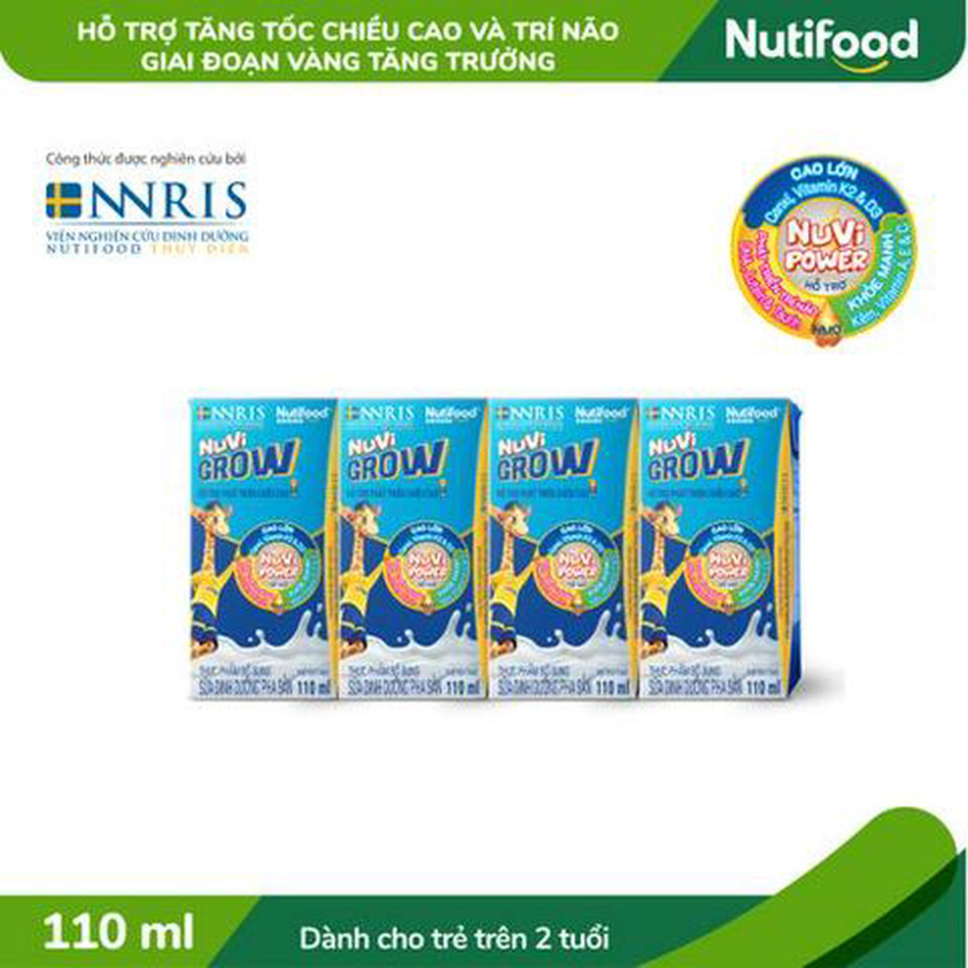 Hình ảnh Lốc 4 Hộp Nuvi Grow - Phát Triển Chiều Cao trên 2 tuổi 110ml