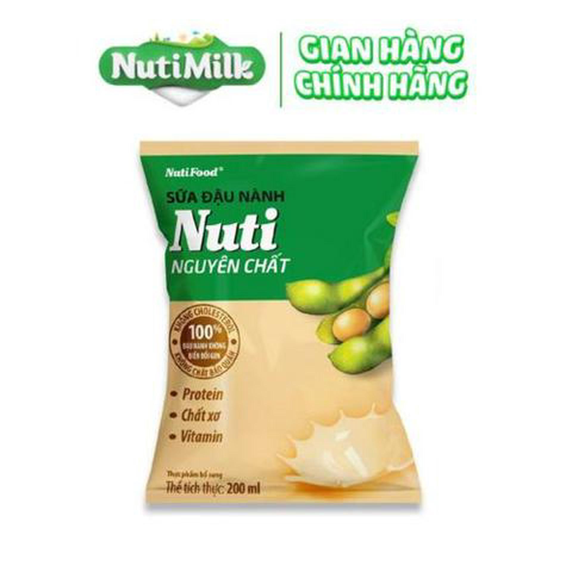 Hình ảnh Bịch Sữa Đậu Nành Nuti Nguyên Chất Bịch 200ml