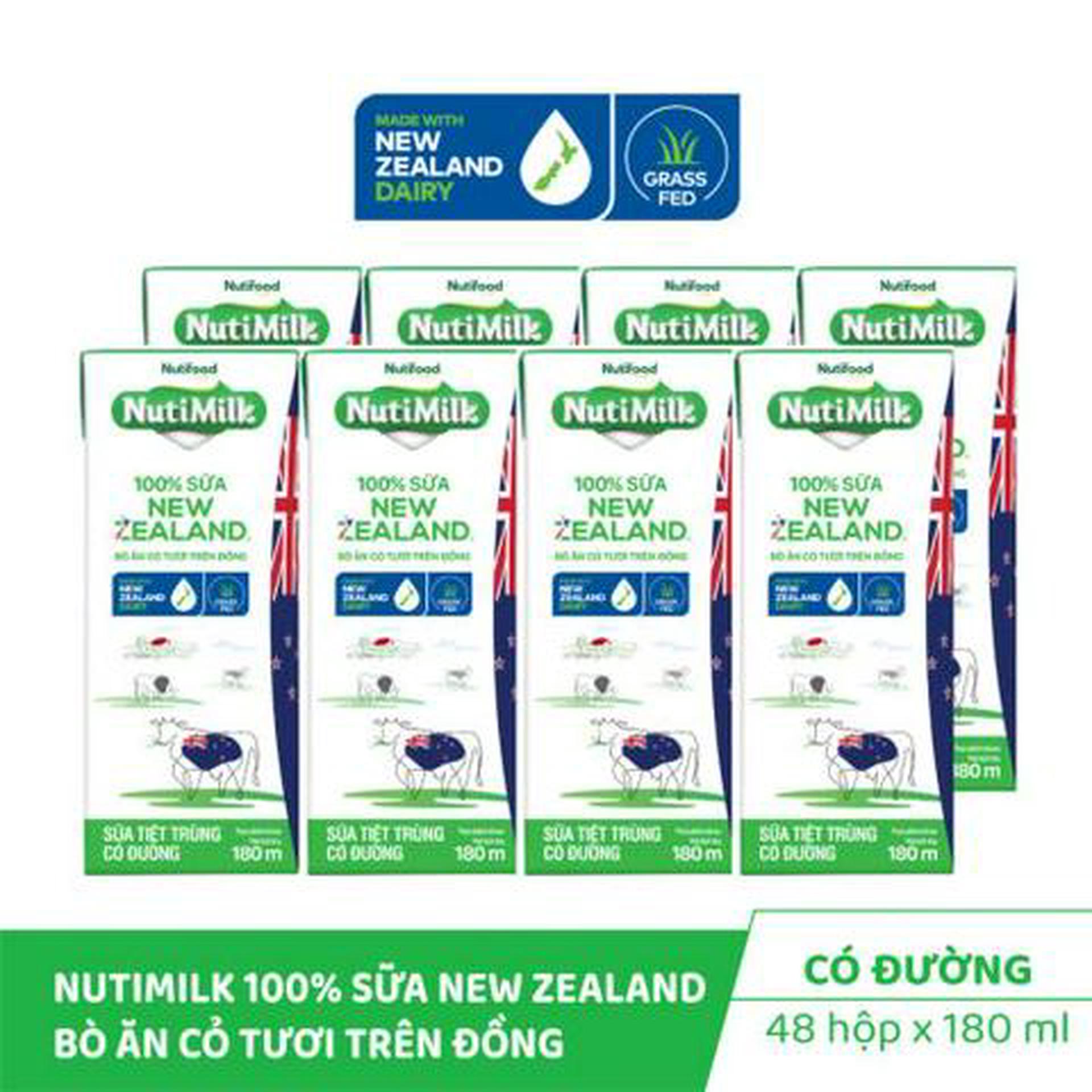 Hình ảnh Combo 2 Lốc 4 Hộp NutiMilk 100% Sữa New Zealand Có Đường 180ml