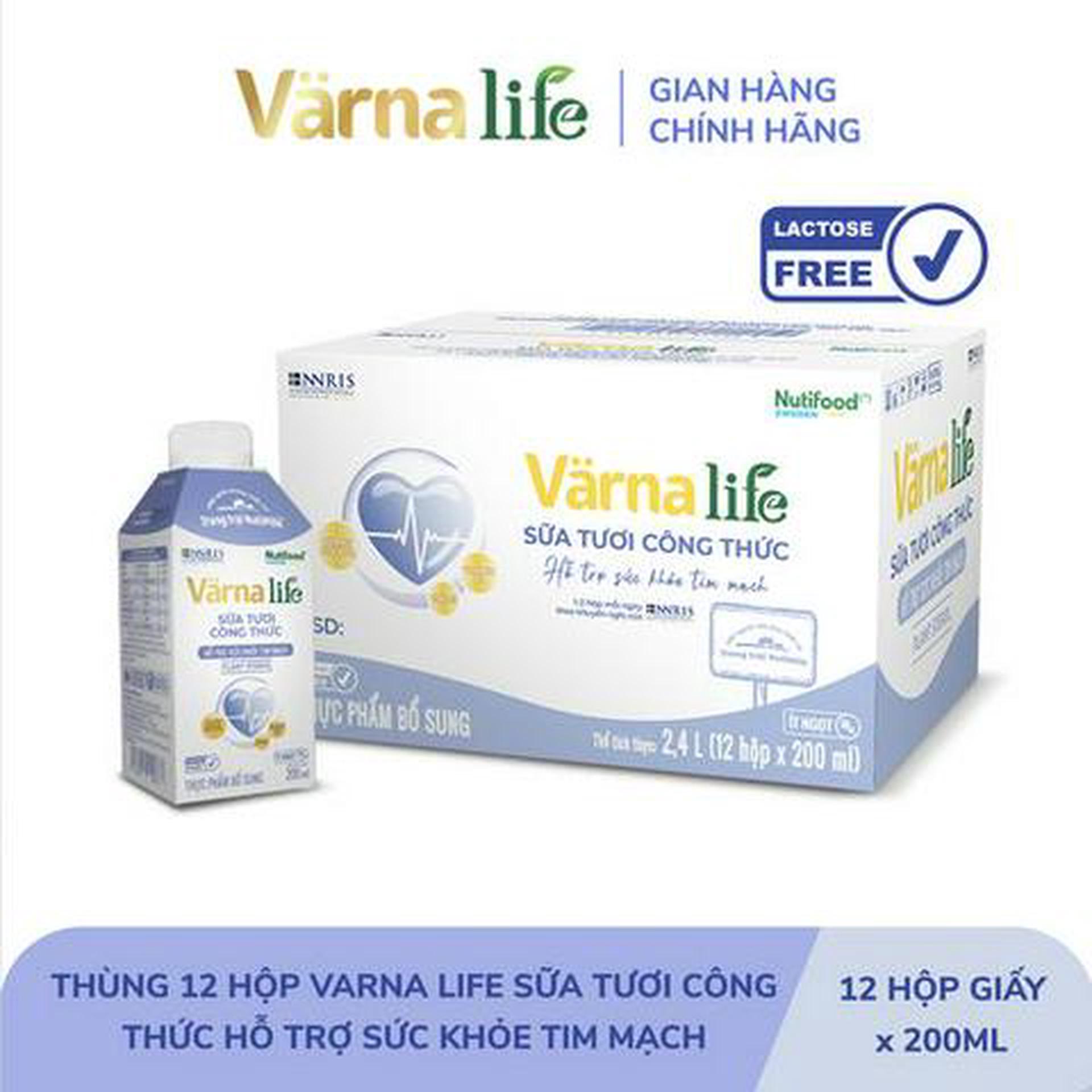 Hình ảnh Thùng 12 hộp thực phẩm bổ sung Varna Life sữa tươi công thức (Tím) 200ml