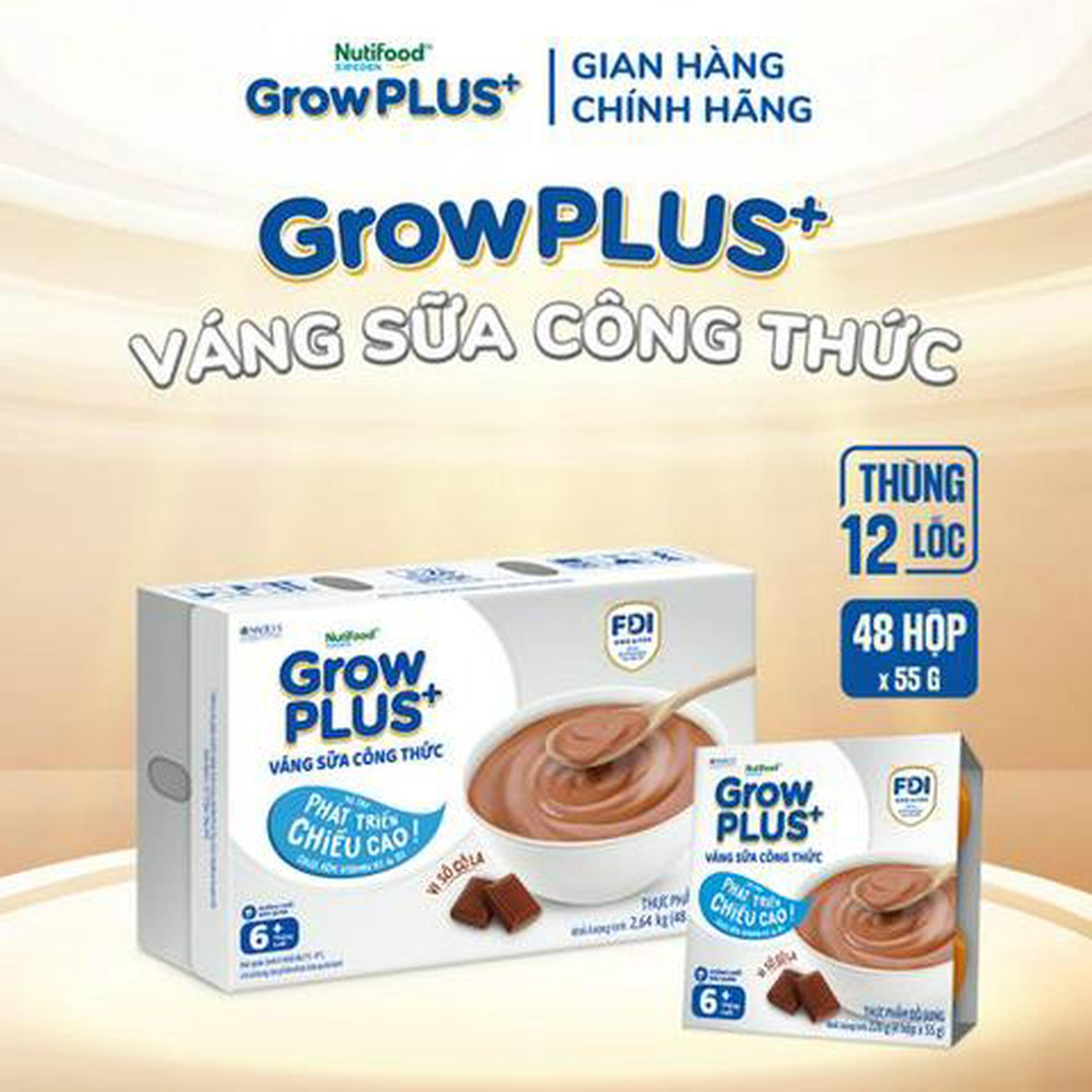 Hình ảnh Thùng 48 Hộp GrowPLUS+ Váng sữa CT Cao lớn vượt trội Socola 55g