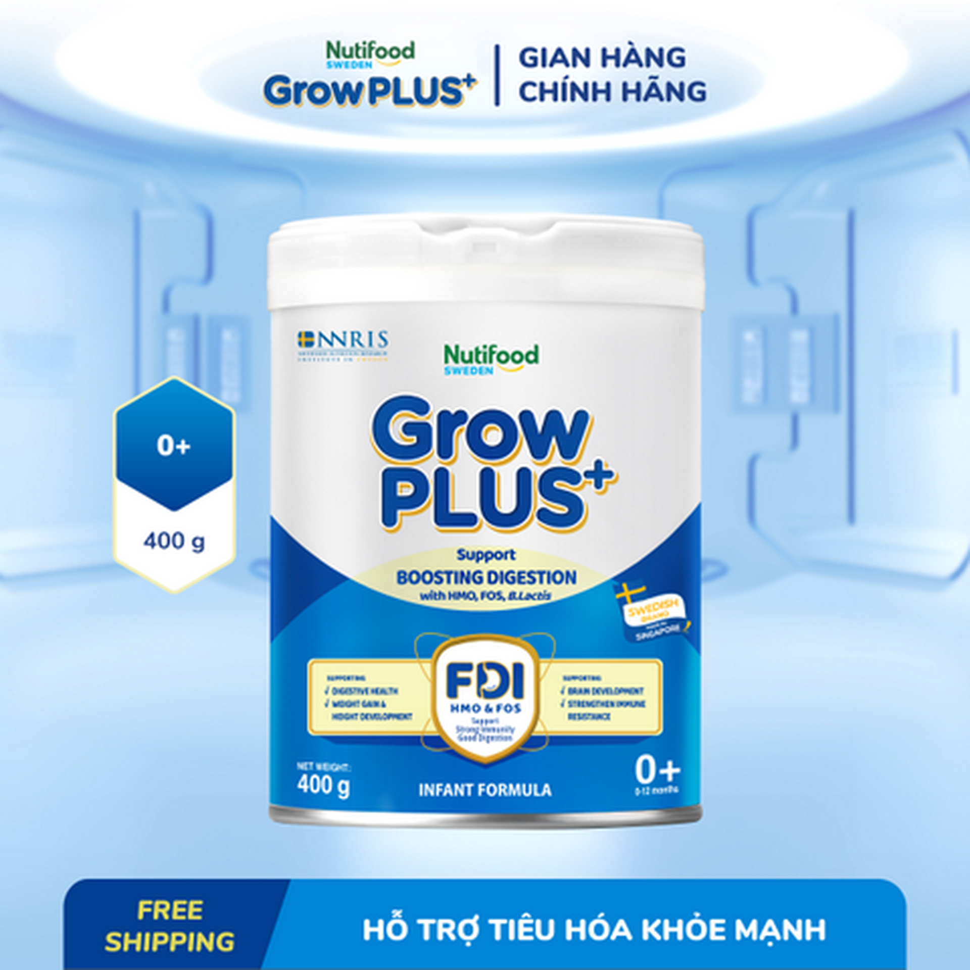 Hình ảnh Sữa bột Nutifood GrowPLUS+ Tiêu Hóa (0-12 tháng tuổi) Lon 400g