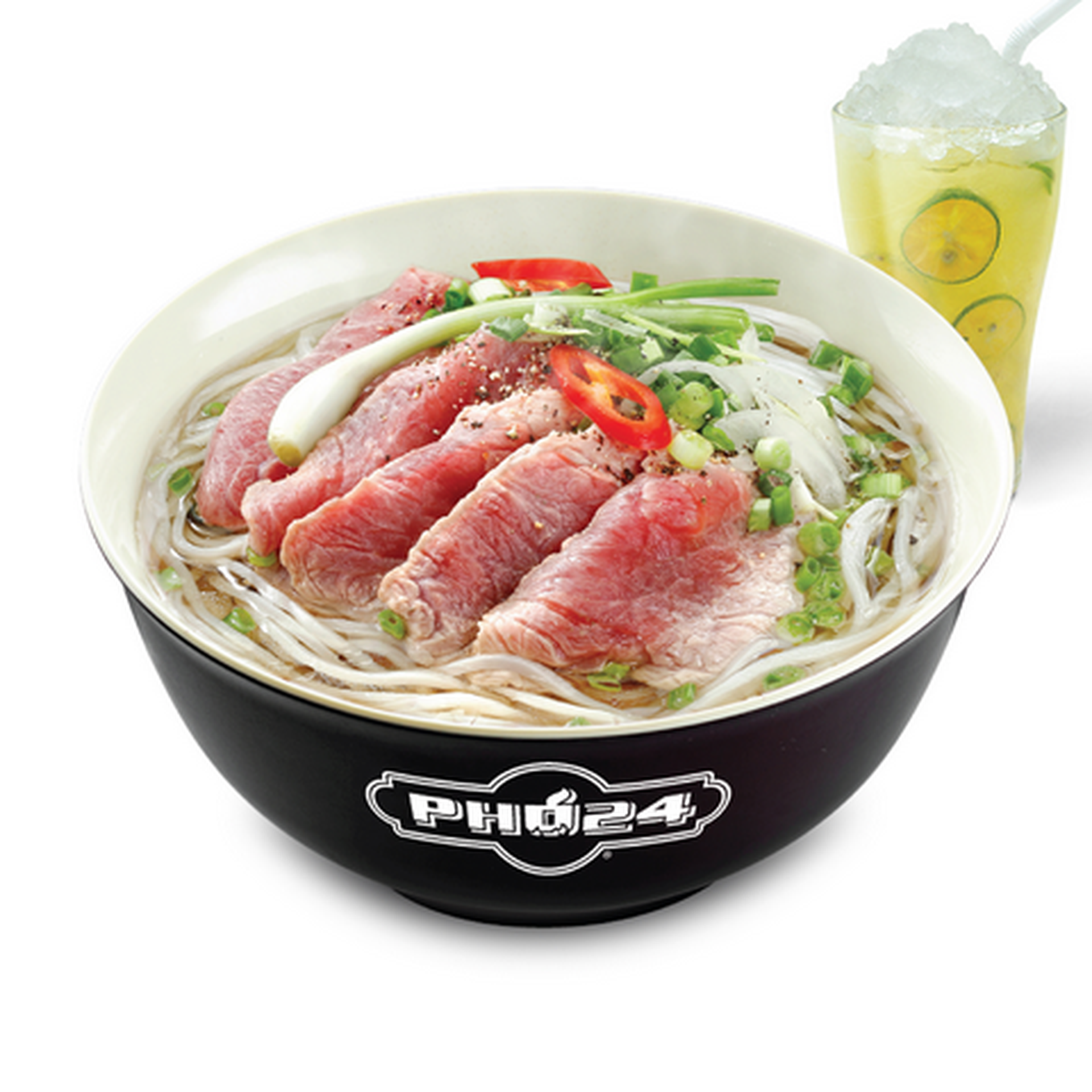 Hình ảnh Phở Bò Tái lớn & Thức uống