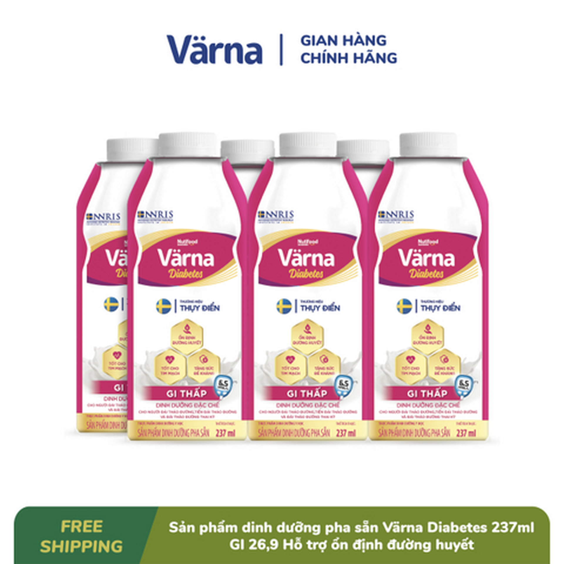 Hình ảnh Lốc 6 hộp sữa bột pha sẵn Varna Diabetes 237ml - Hỗ trợ ổn định đường huyết