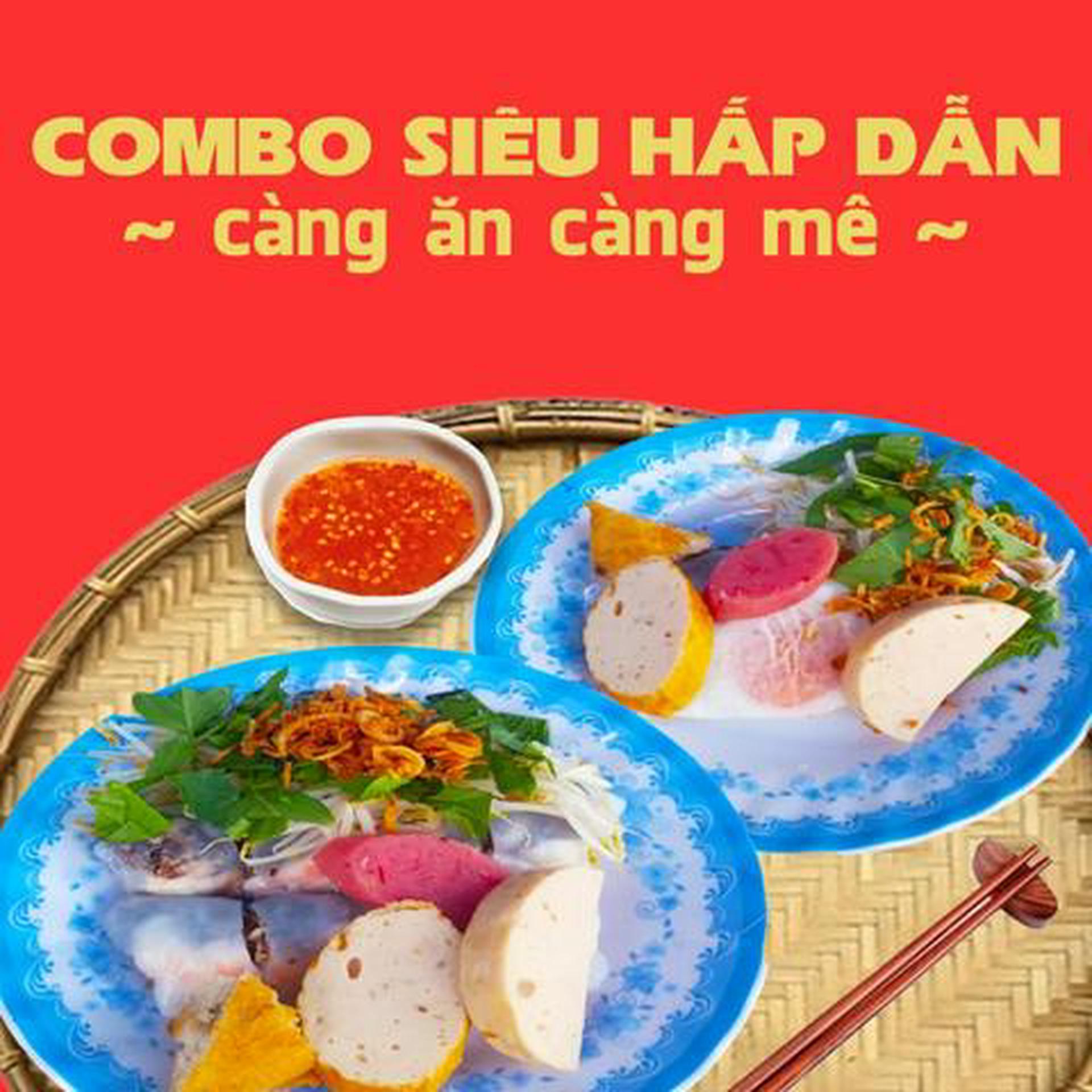 Hình ảnh 1 bánh cuốn nhân tôm - 1 bánh cuốn trứng lòng đào