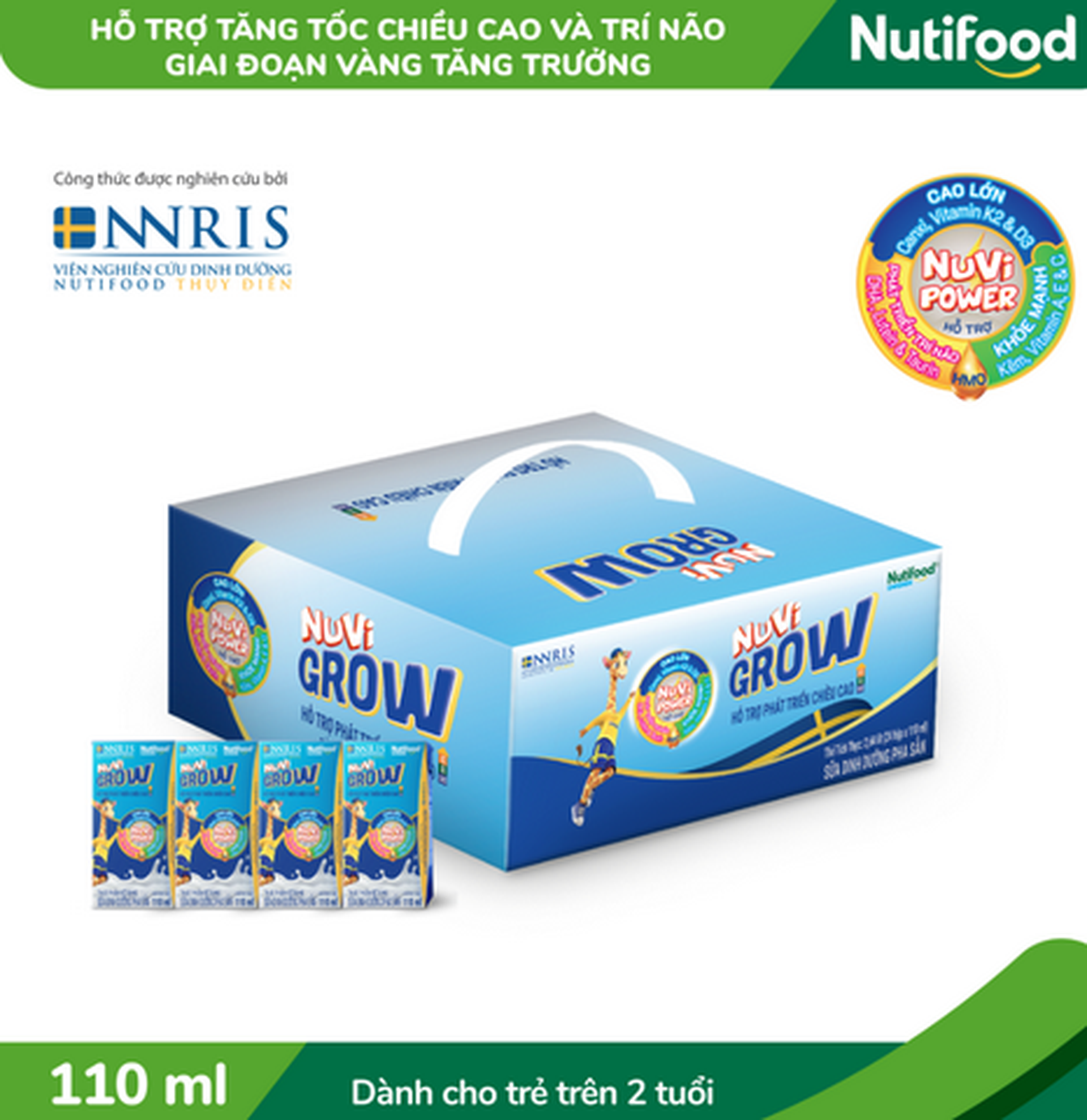 Hình ảnh Thùng 48 Hộp Nuvi Grow - Phát Triển Chiều Cao trên 2 tuổi 110ml