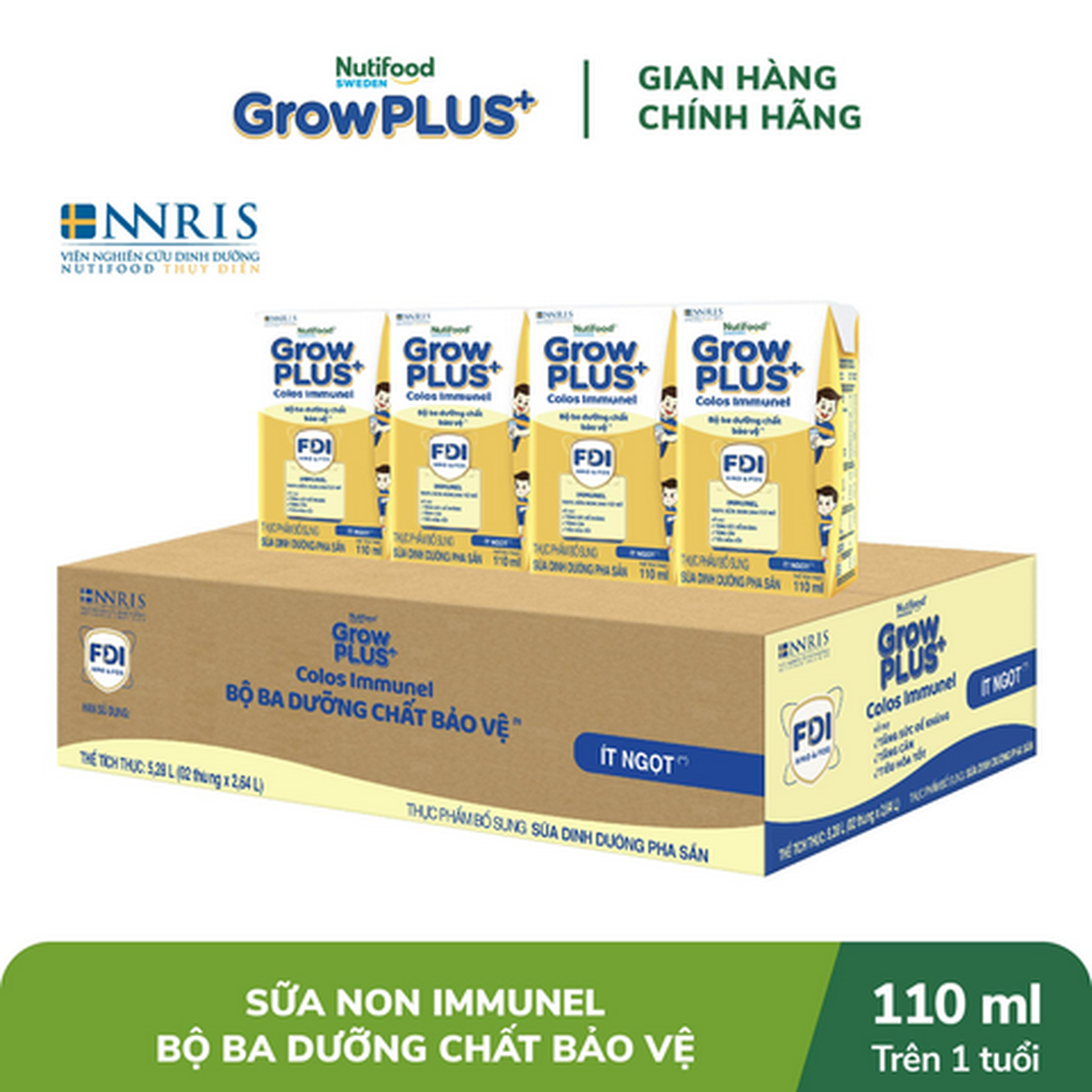 Hình ảnh Thùng 24 hộp Nutifood Sweden Growplus+ sữa Non Immunel 110ml