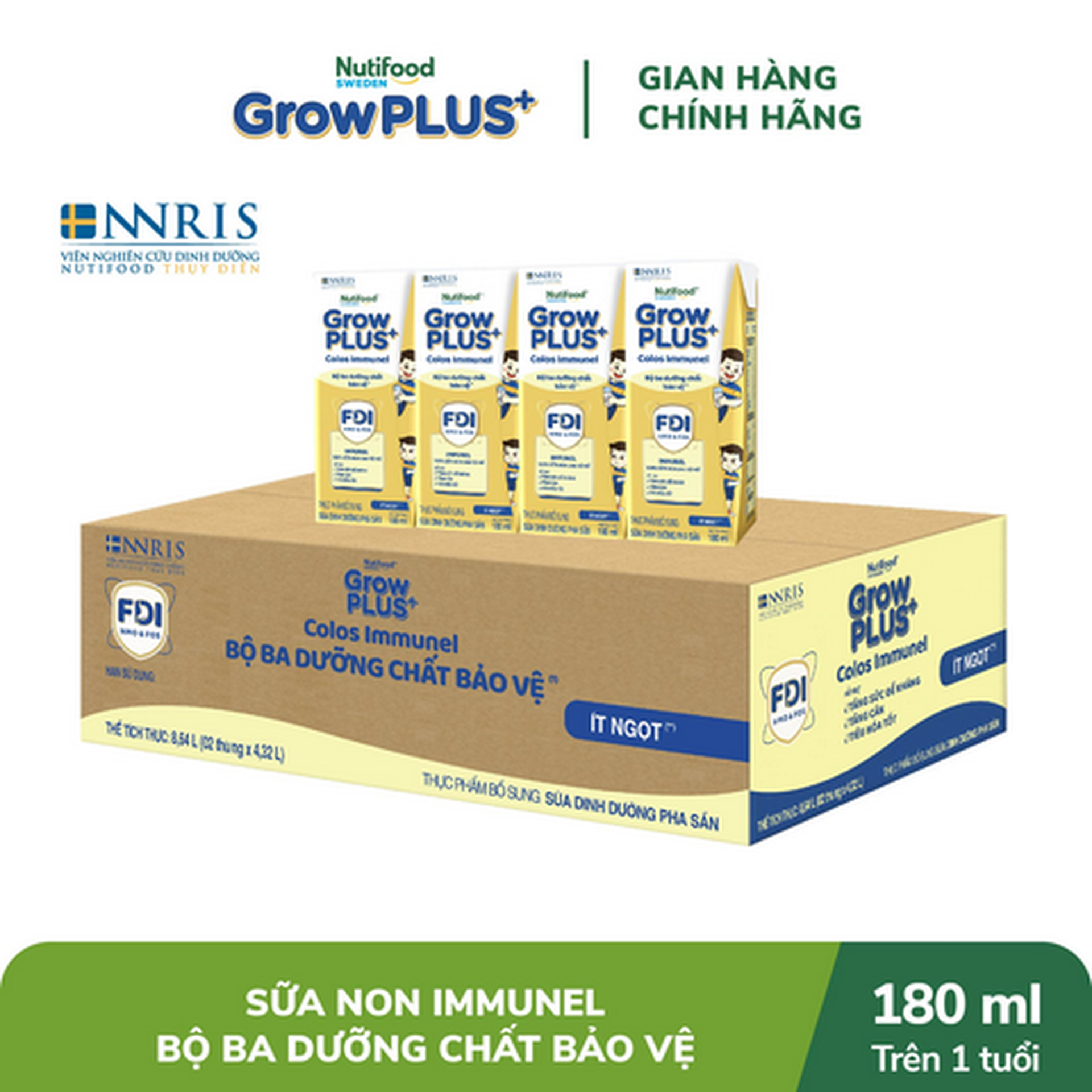Hình ảnh Thùng 24 hộp Nutifood Sweden Growplus+ sữa Non Immunel 180ml