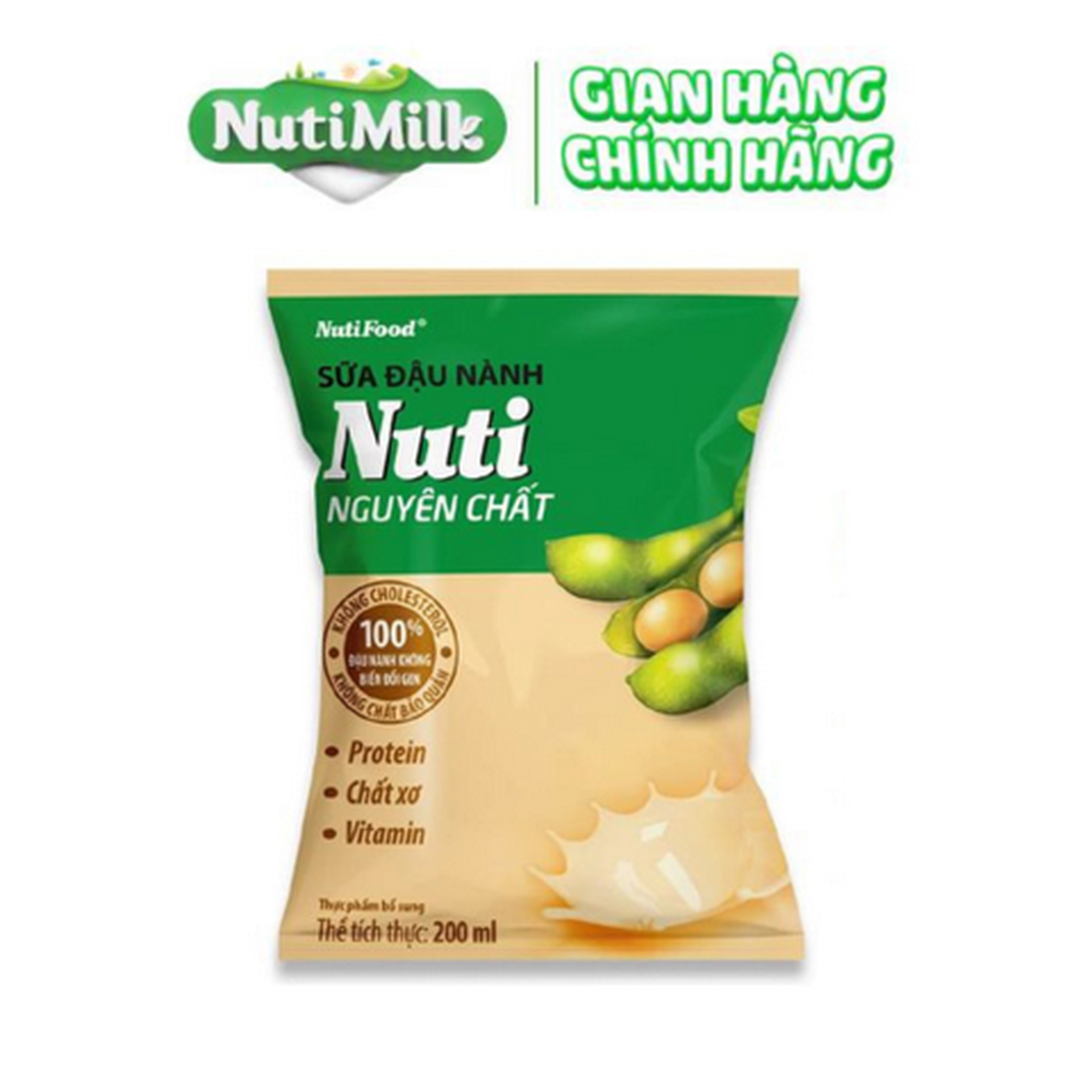 Hình ảnh Bịch sữa đậu nành Nuti nguyên chất bịch 200ml