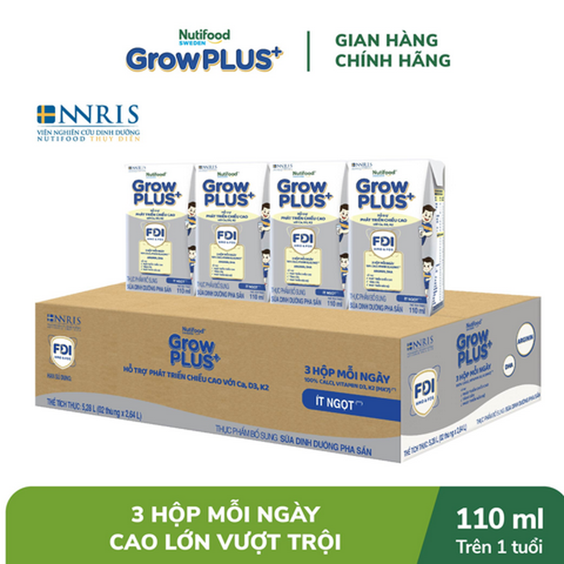 Hình ảnh Thùng 24 hộp Nutifood Sweden Growplus+ cao lớn vượt trội 110ml