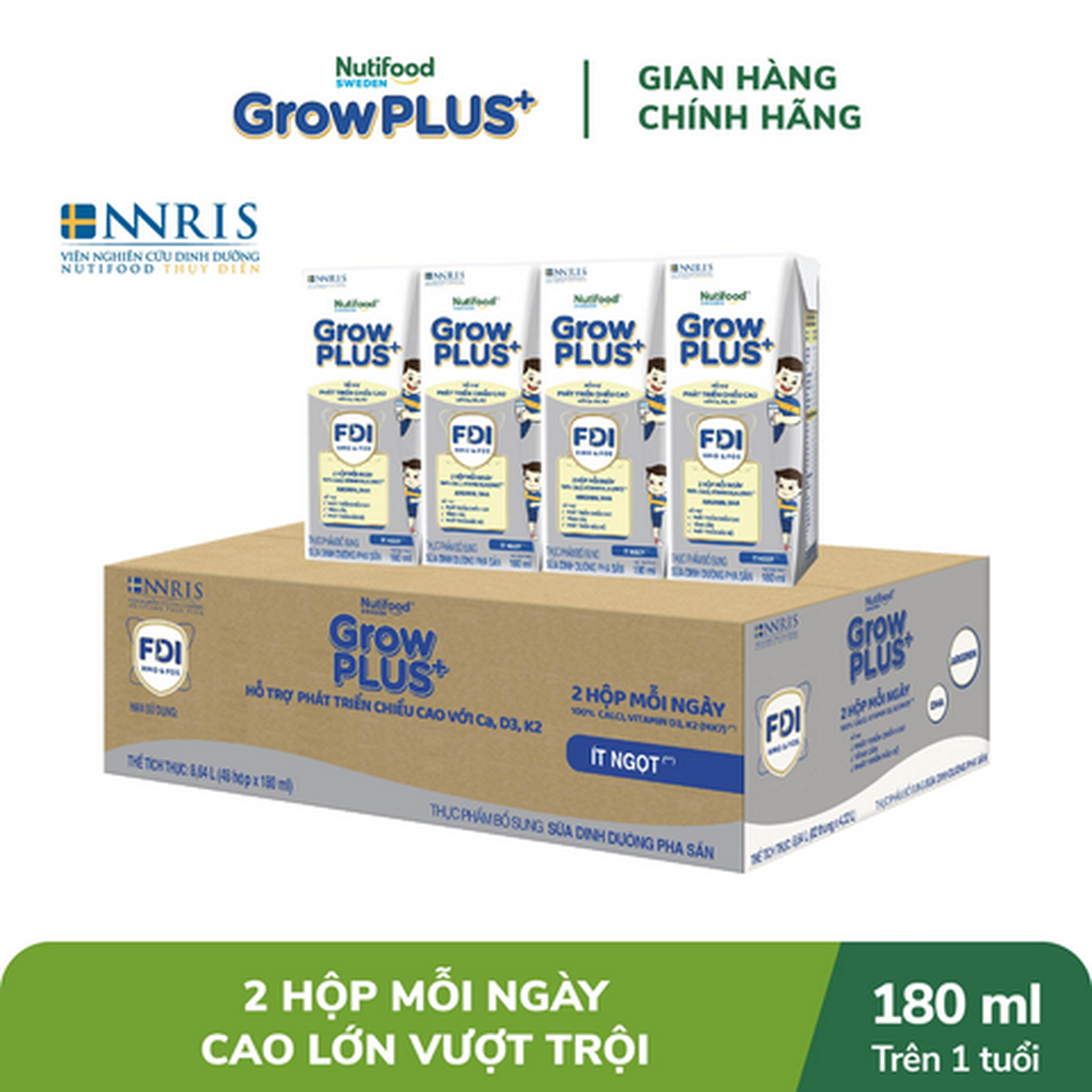 Hình ảnh Thùng 24 hộp Nutifood Sweden Growplus+ cao lớn vượt trội 180ml