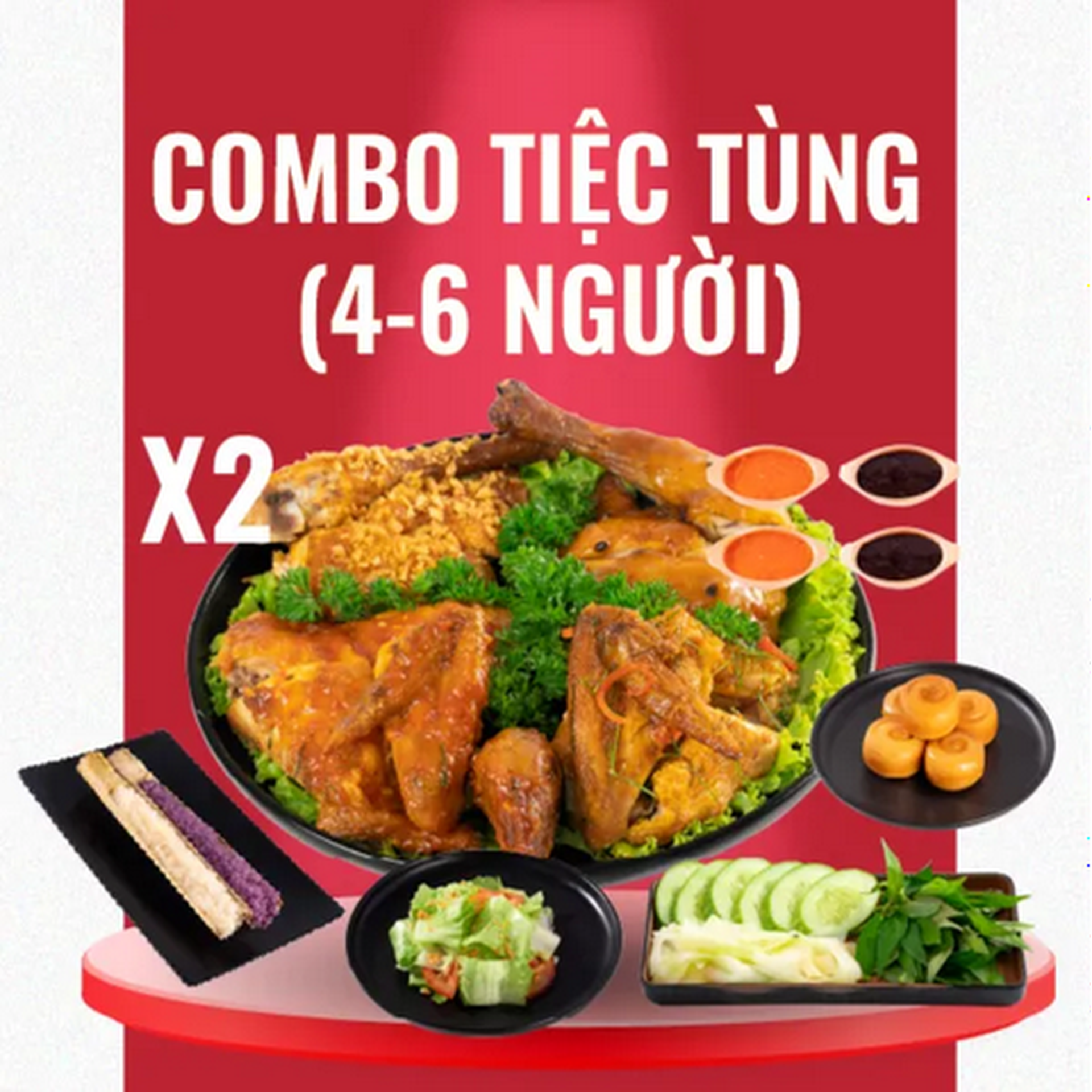 Hình ảnh 2 Gà Nướng Nguyên Con 2 Vị - Salad - 2 Ăn Kèm