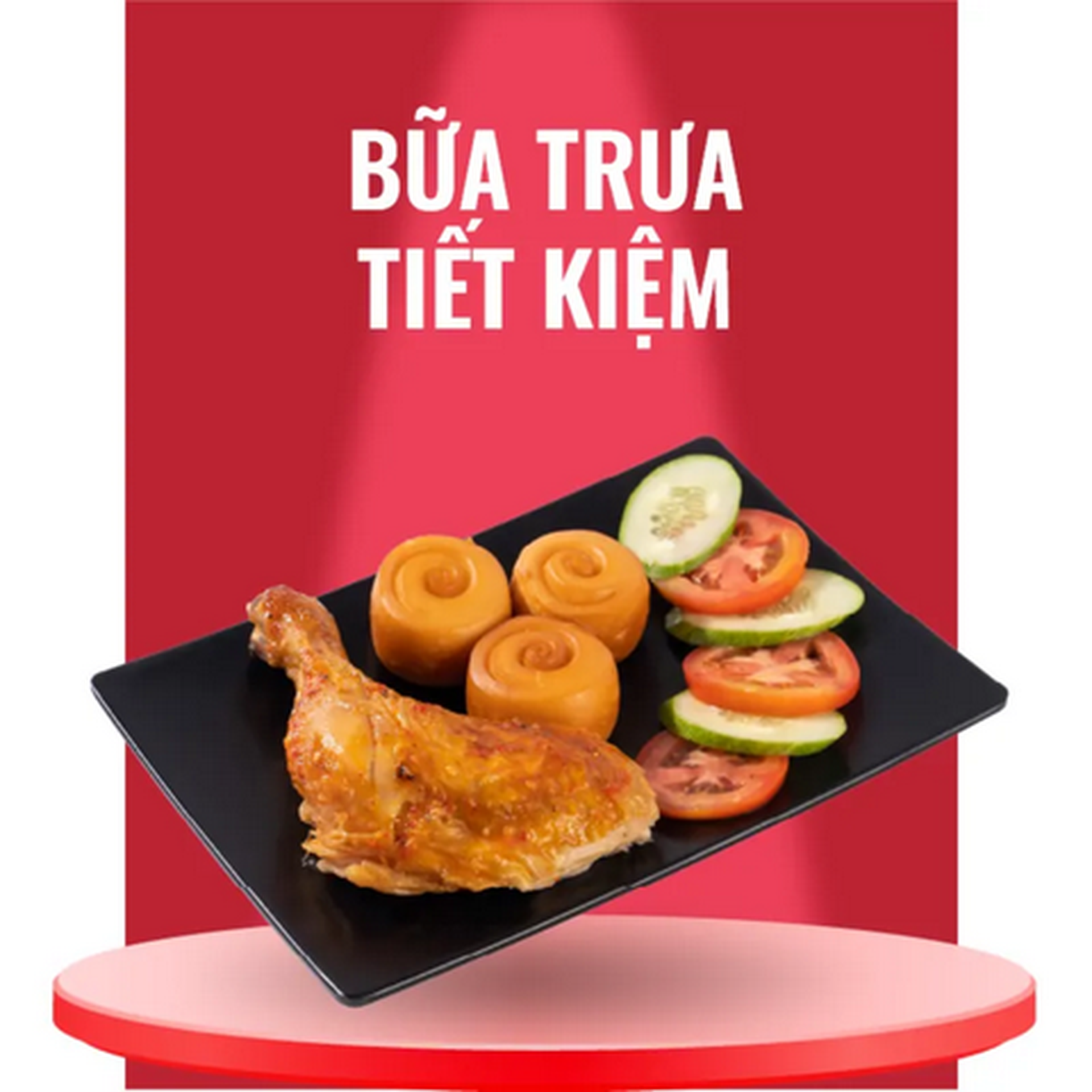Hình ảnh 1/4 Con Gà Nướng + Bánh Bao Chiên