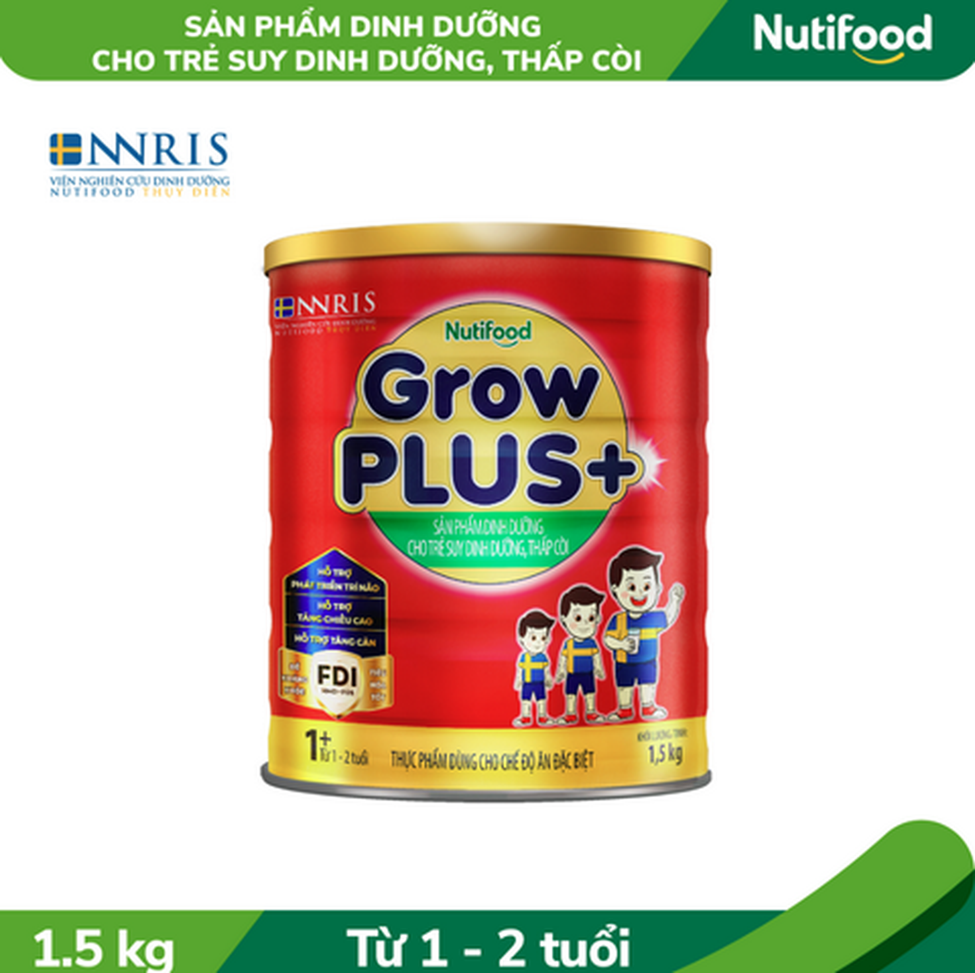Hình ảnh Sữa bột Nutifood Growplus+ suy dinh dưỡng 1-2 tuổi lon 1.5kg