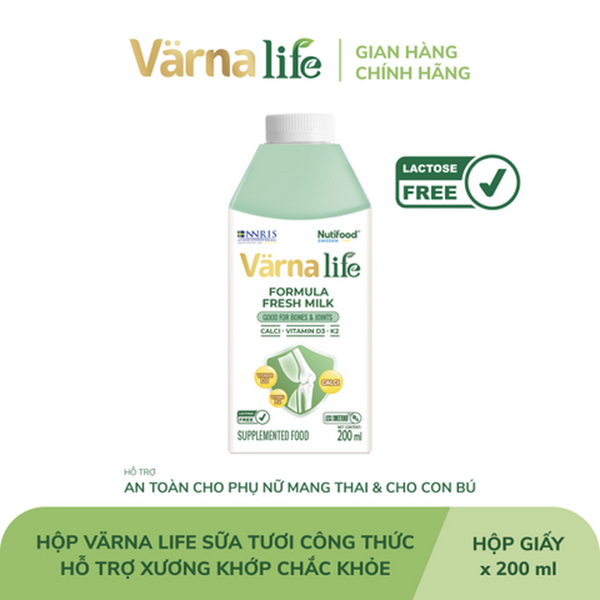 Hình ảnh Thực phẩm bổ sung Varna Life sữa tươi công thức (Xanh) 200ml