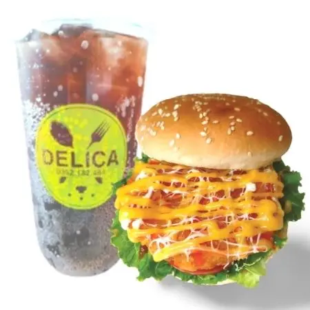 Hình ảnh Burger Tôm + Ly Nước Ngọt