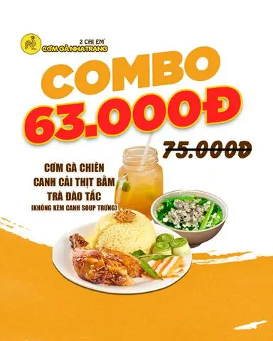 Hình ảnh Combo Cơm gà chiên - canh cải thịt bằm - trà đào tắc