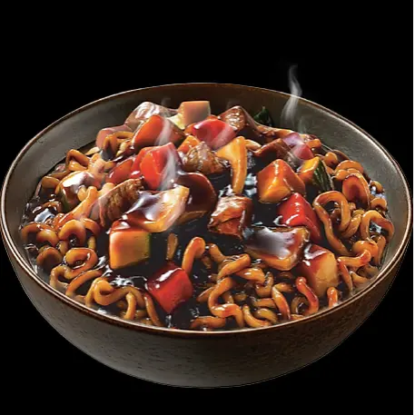 Hình ảnh mì tương đen bò + 1 trà đào