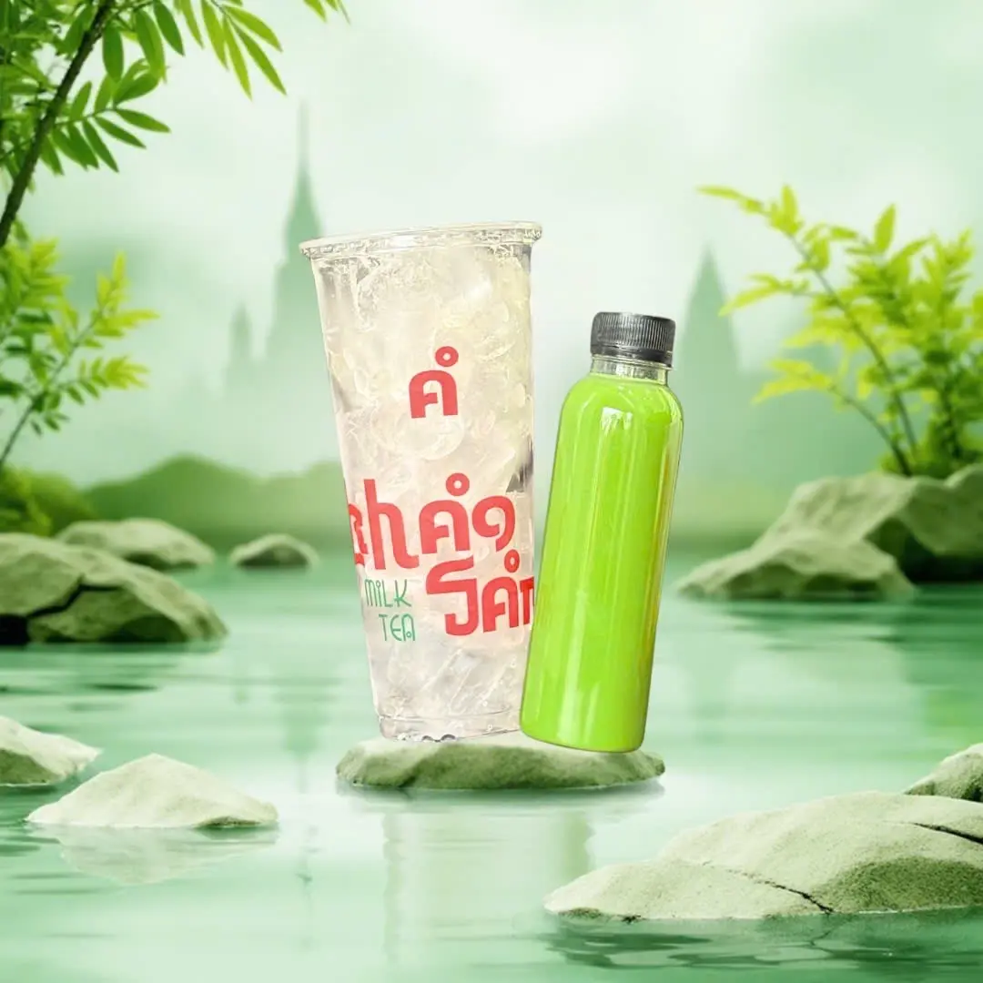 Hình ảnh Trà sữa Thái xanh - đóng chai - ly đá