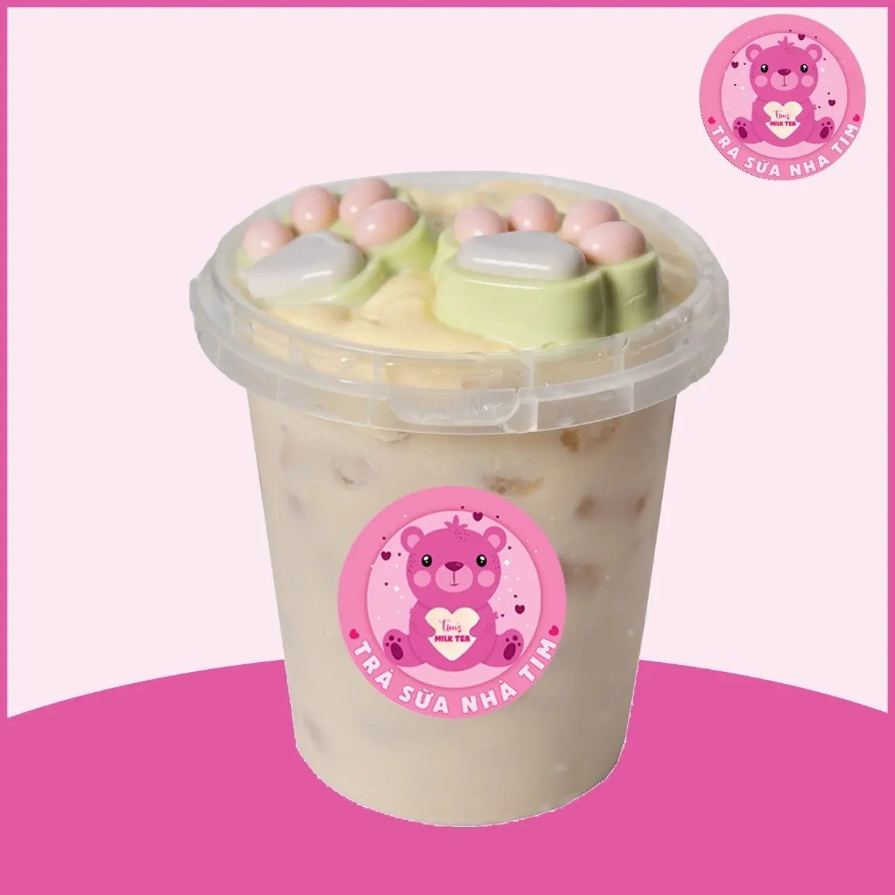 Hình ảnh Ly Trà Sữa Trân Châu và 2 Chân Mèo Lớn Size L