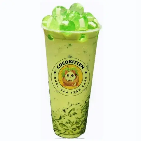 Hình ảnh Trà sữa cheese ball lá dứa + rau câu sợi (500ml)