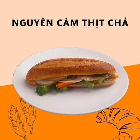 Hình ảnh Bánh mì nguyên cám thịt chả - whole meal bread with ham, jambon
