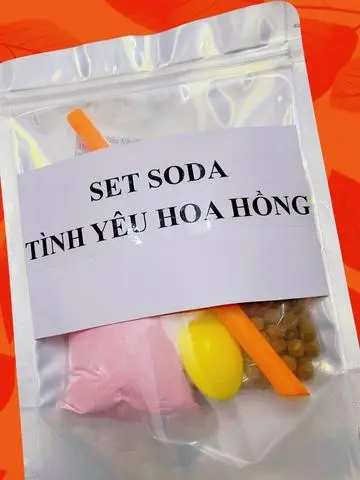 Hình ảnh Set SoDa Tình Yêu Hoa Hồng (25 Phần) Tặng Pudding, Muỗng, Ống Hút Tiệm 3 Chị Em