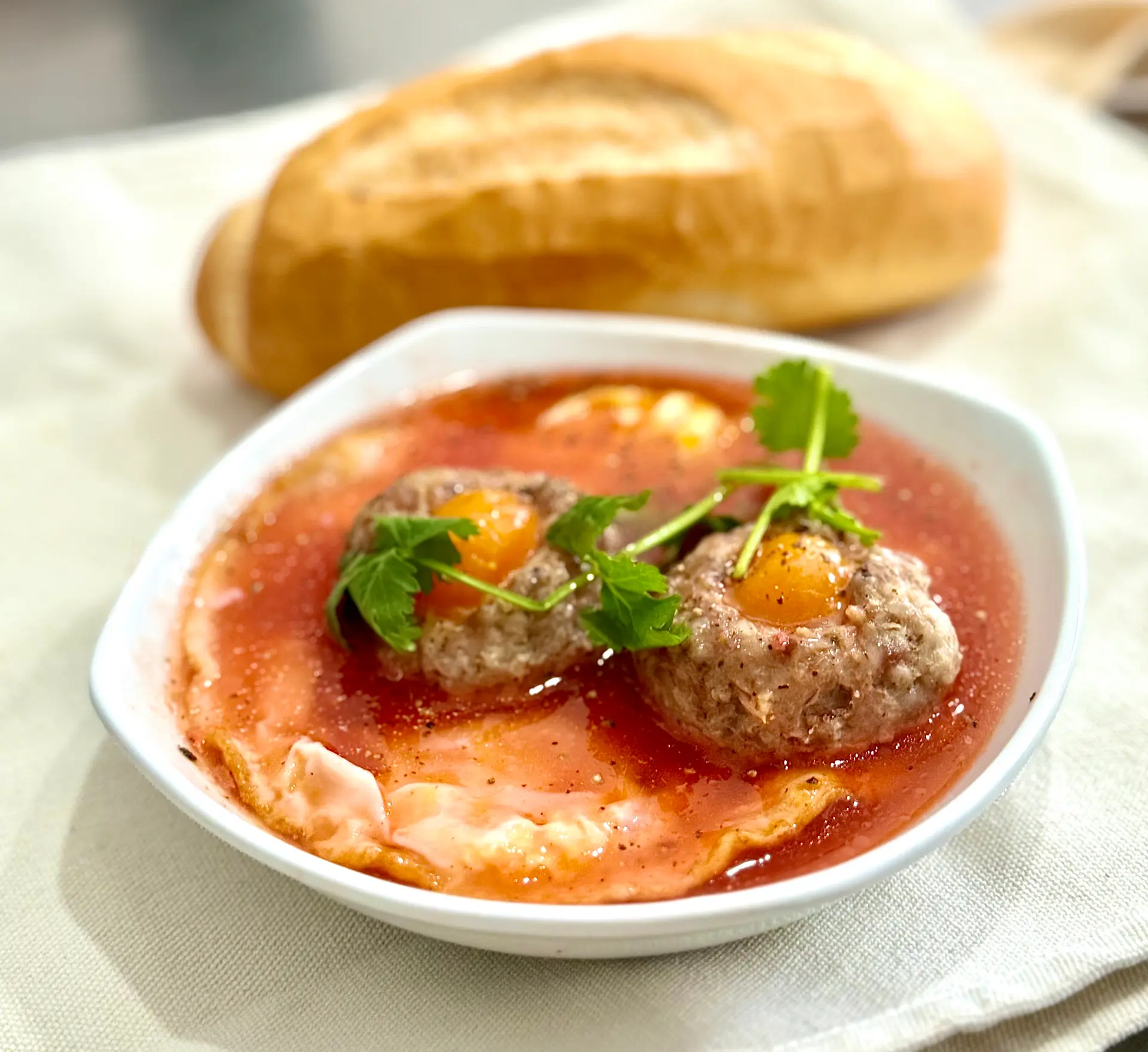 Hình ảnh Bánh mì xíu mại trứng muối ốp la
