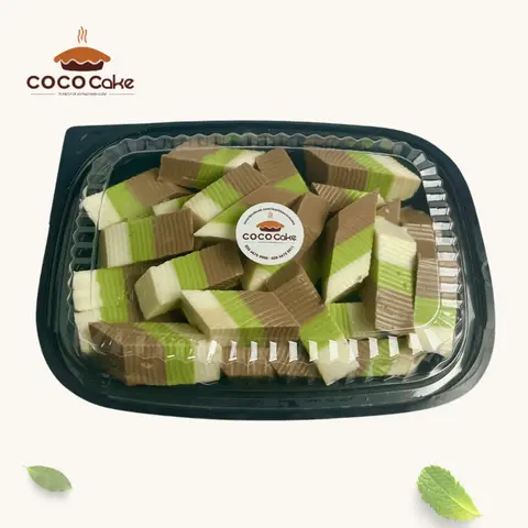 Hình ảnh Rau câu cacao sữa dừa lá dứa cắt sẵn 600g