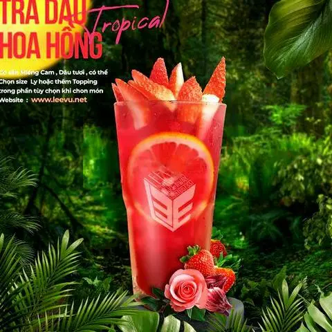 Hình ảnh Trà Dâu Tươi Hoa Hồng