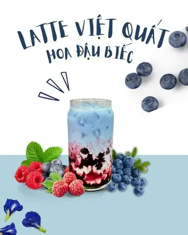Hình ảnh Latte Việt Quất Hoa Đậu Biếc